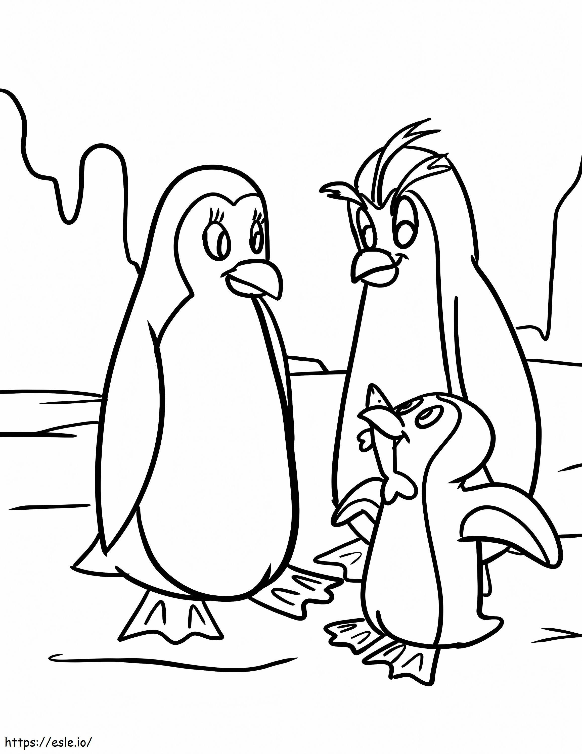 Familia Pinguinilor de colorat