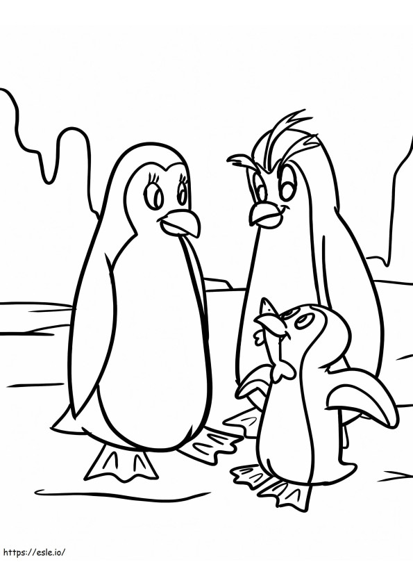 Familia Pinguinilor de colorat
