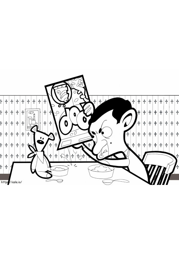 Teddy And Mrbean Eating A4 coloring page
