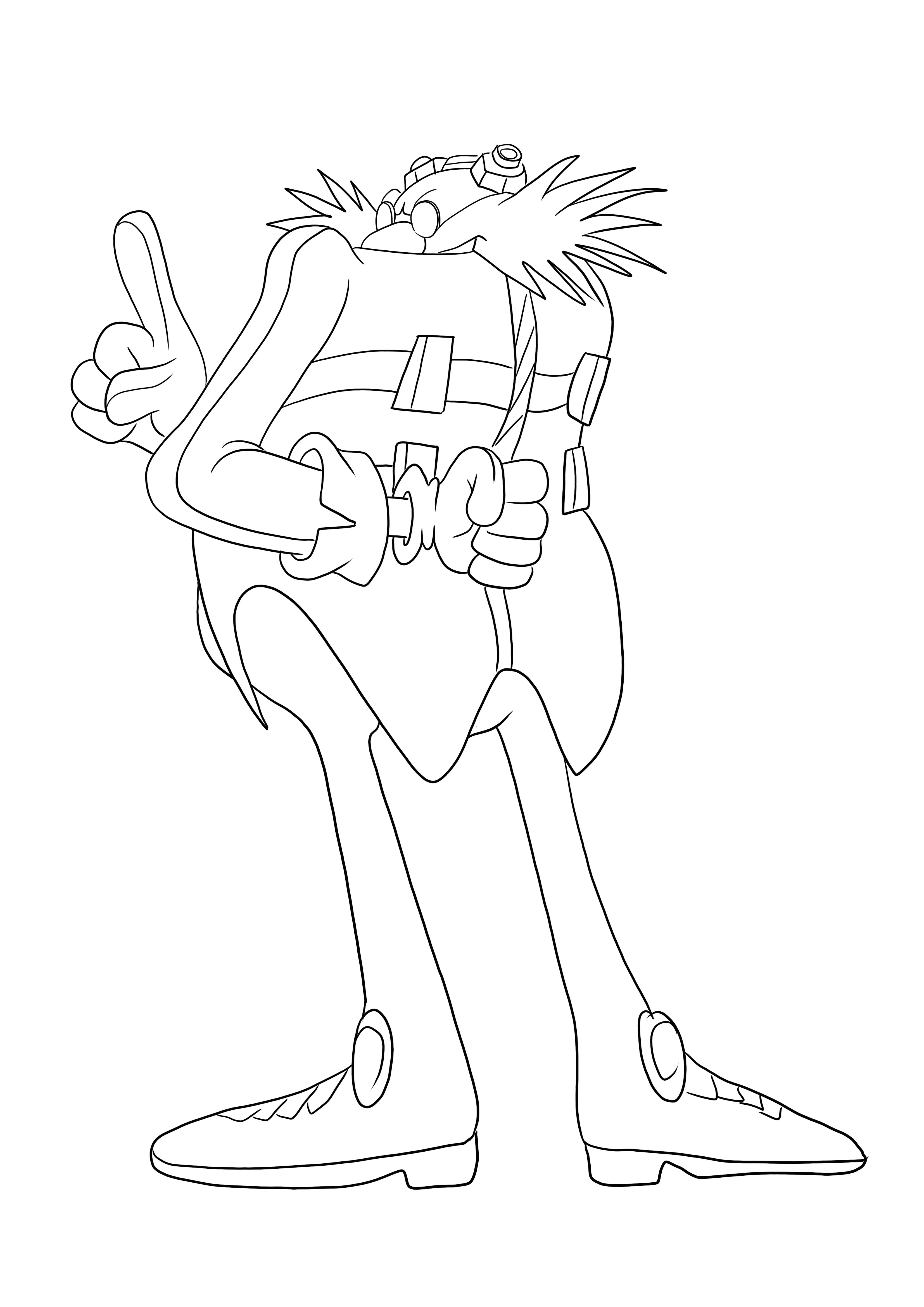 Hier is Dr. Eggman uit de Sonic-serie, gratis om af te drukken en gemakkelijk in te kleuren kleurplaat