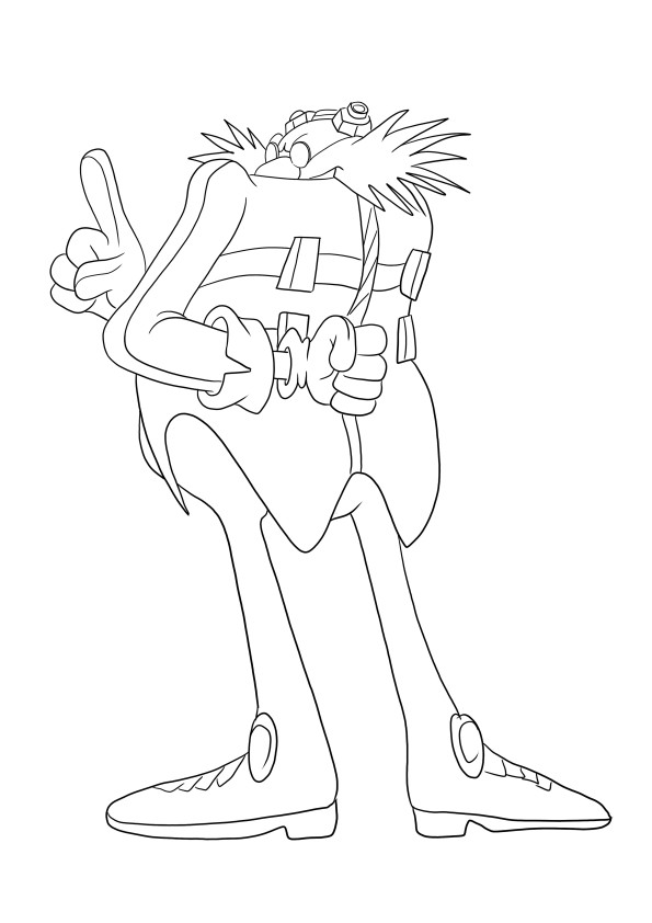 Hier is Dr. Eggman uit de Sonic-serie, gratis om af te drukken en gemakkelijk in te kleuren