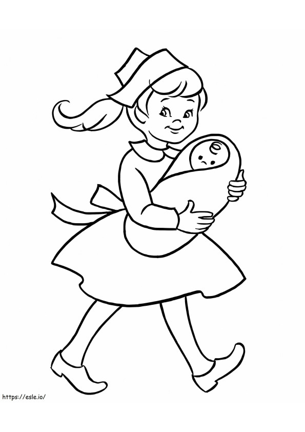 Nurse And Baby coloring page
