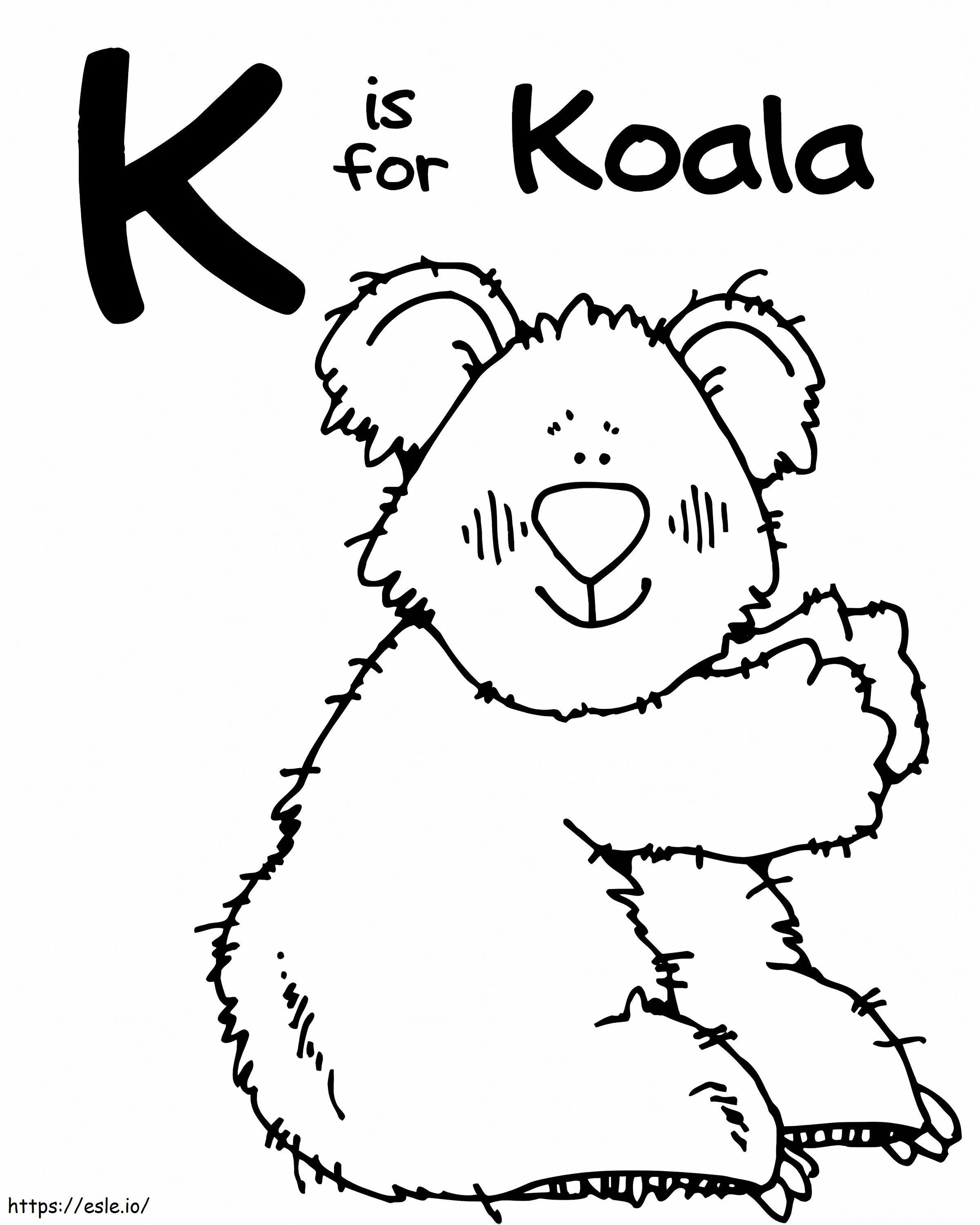 Coloriage La lettre K est pour Koala à imprimer dessin