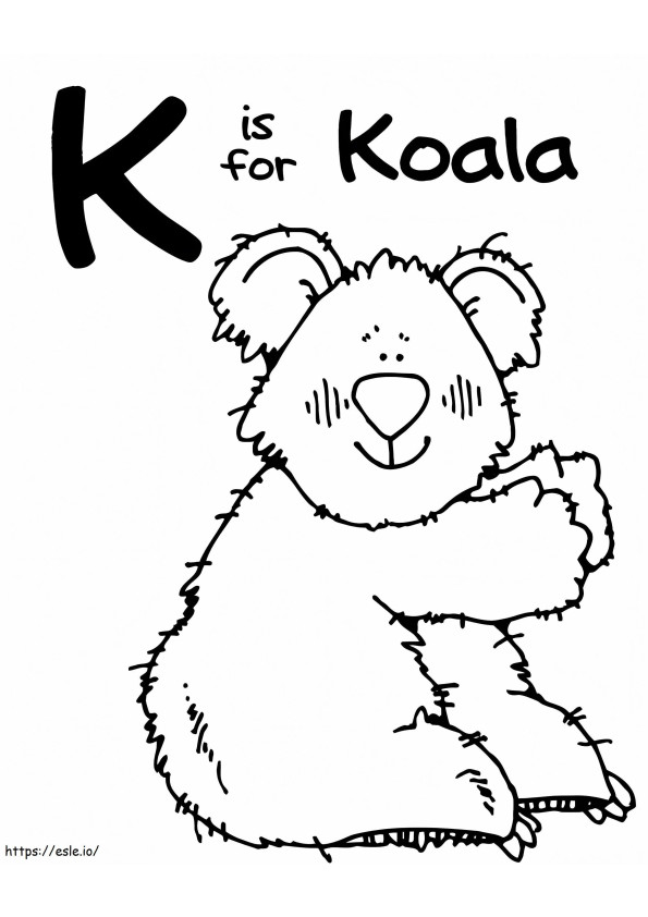 K-kirjain on koalalle värityskuva