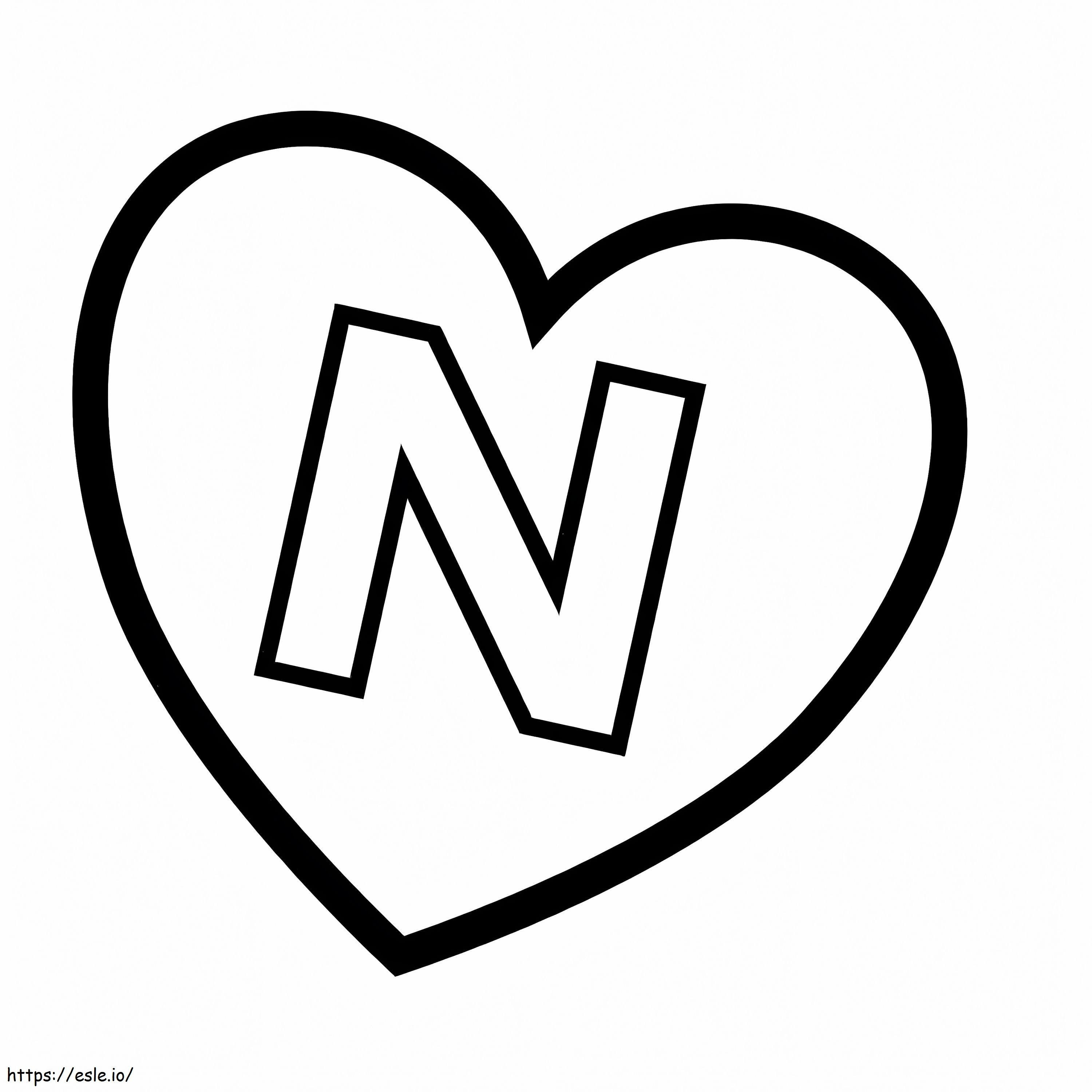 N betű a szívben kifestő