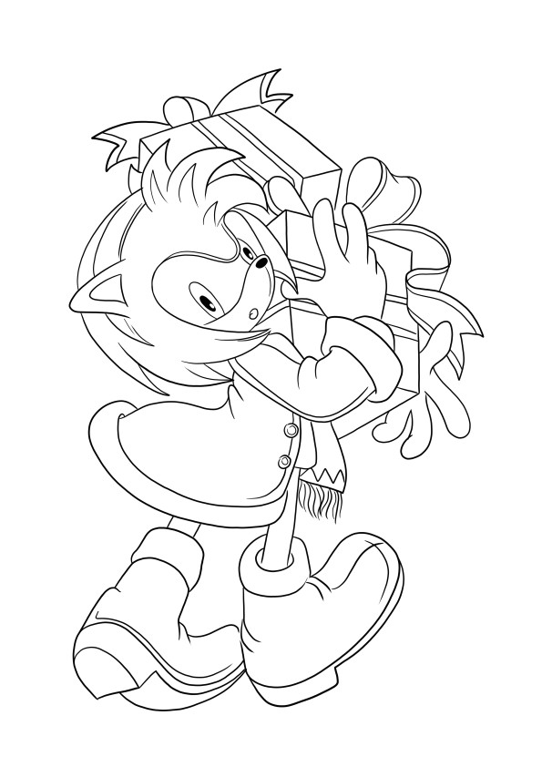 Amy Rose carrying gifts-free to download or print and color