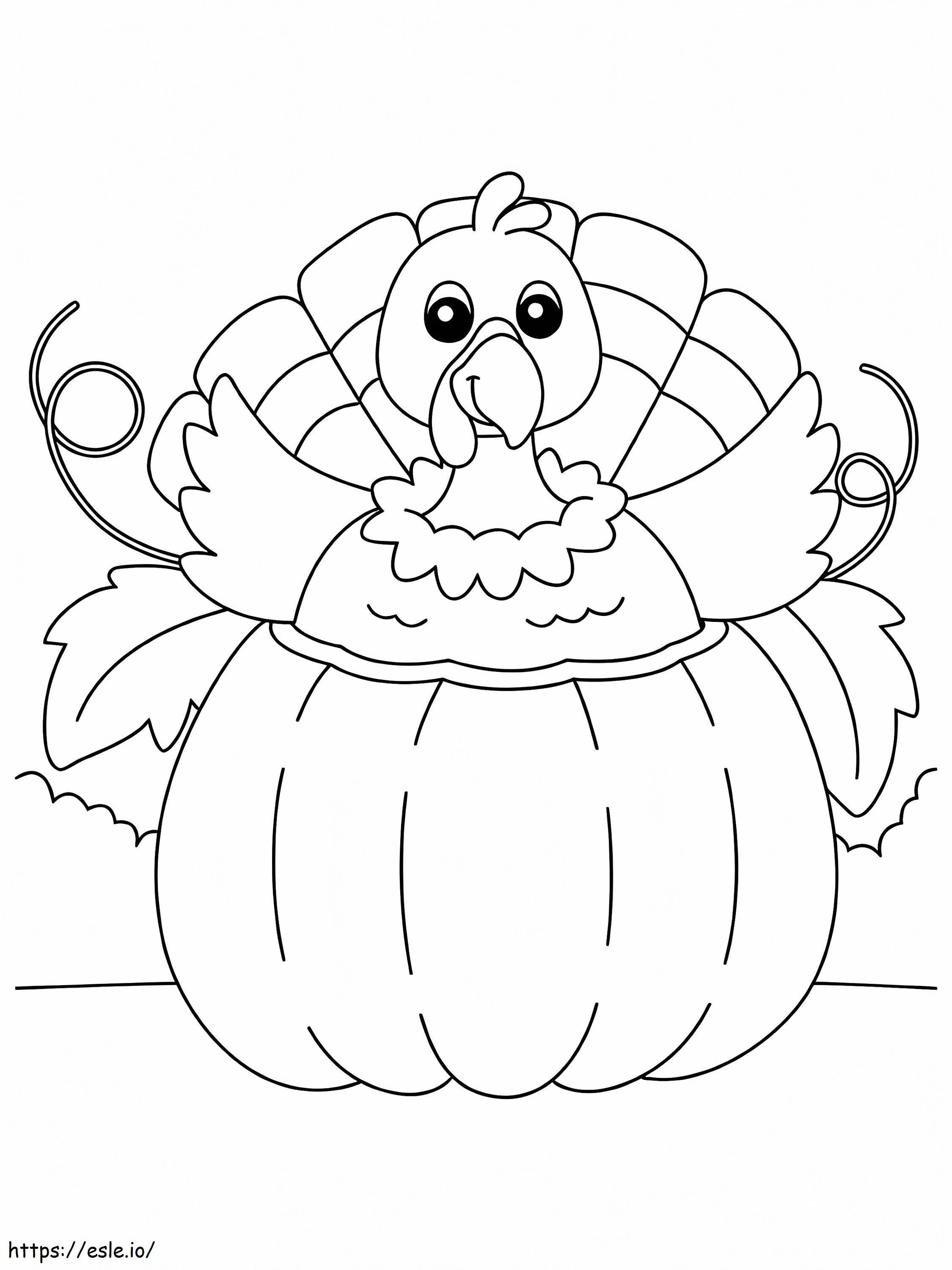 Coloriage Thanksgiving Turquie Dessin au trait 2 à imprimer dessin
