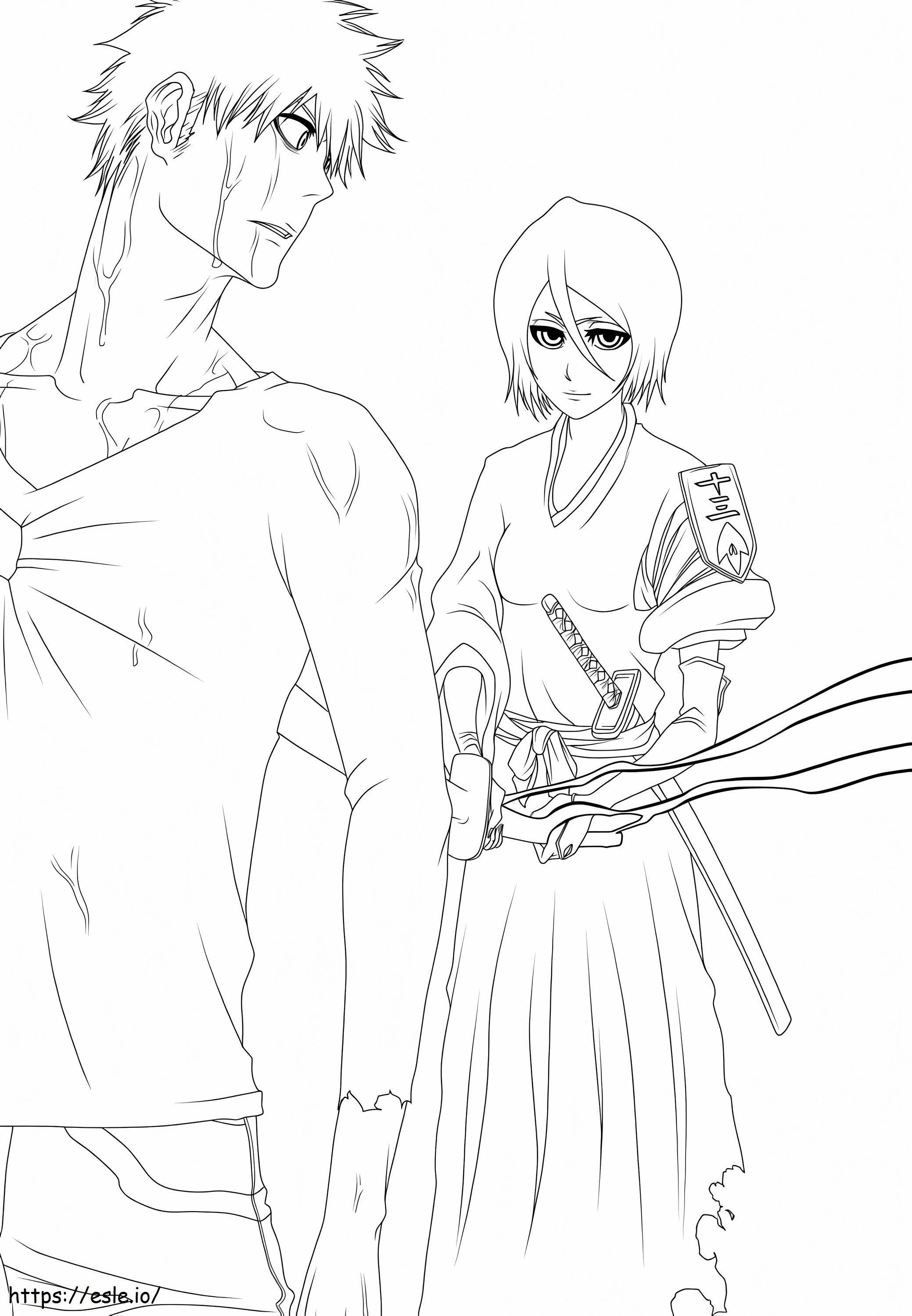 Ichigo e Rukia para colorir