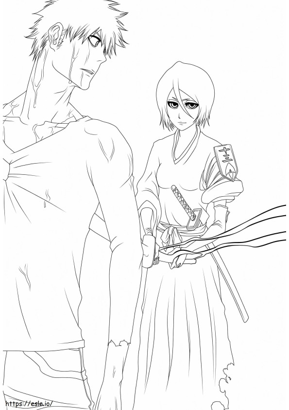 Ichigo e Rukia para colorir