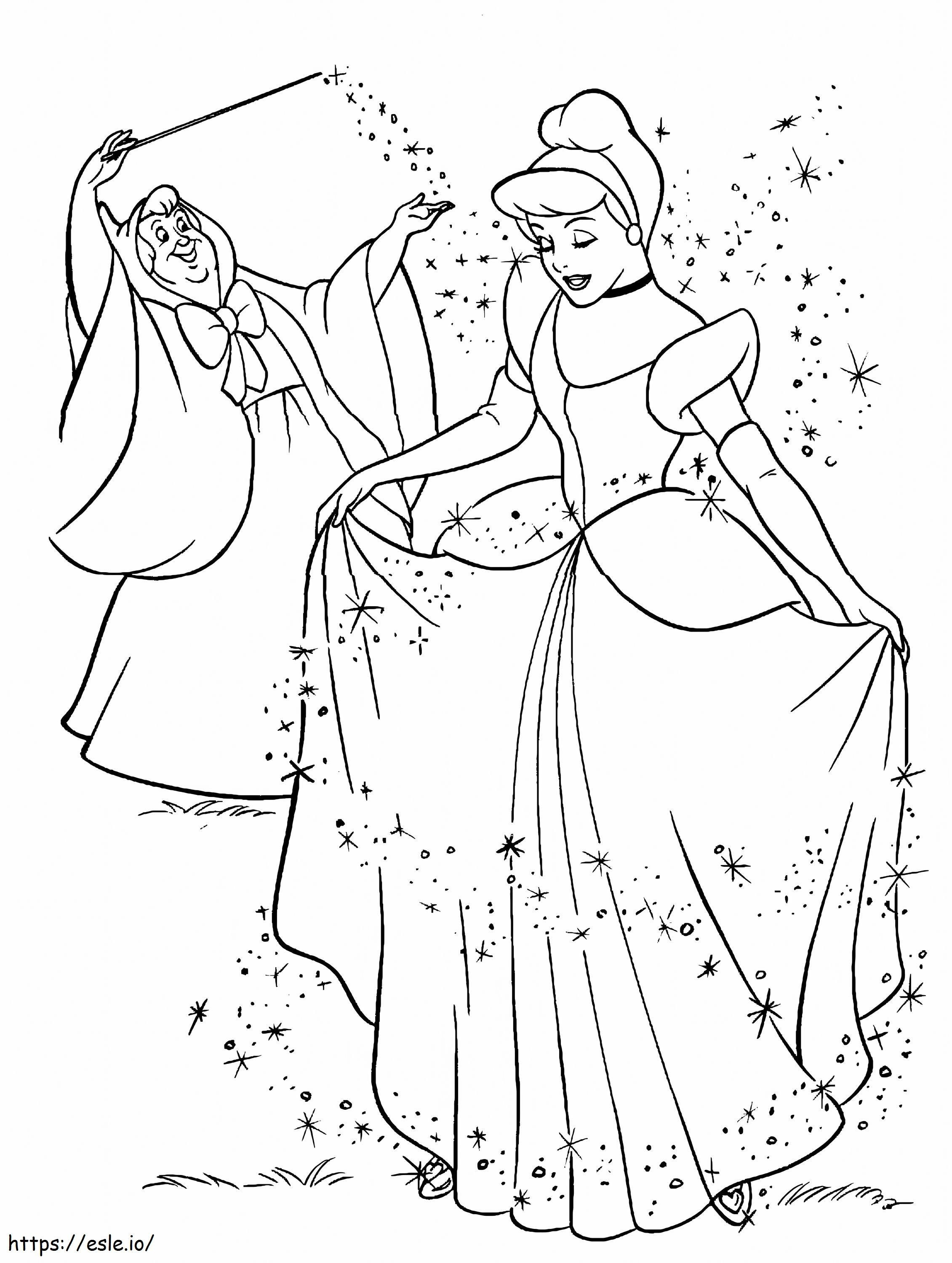 Cinderella And The Fairy coloring page