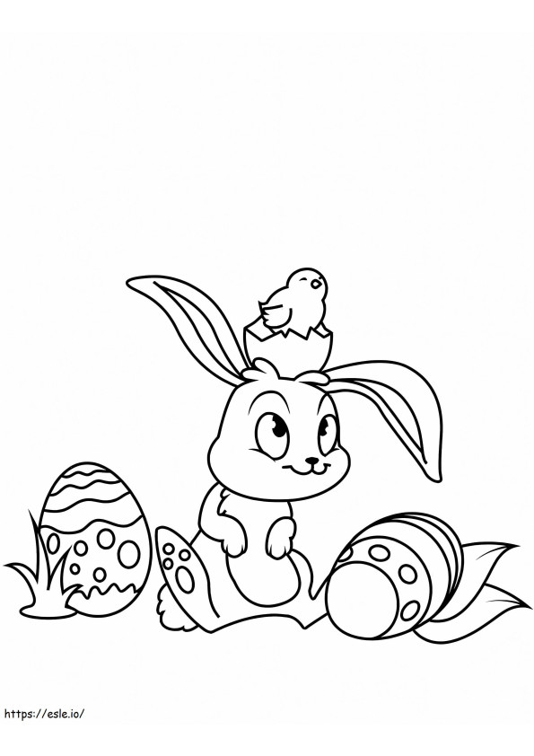 Easter Bunny With Chick coloring page