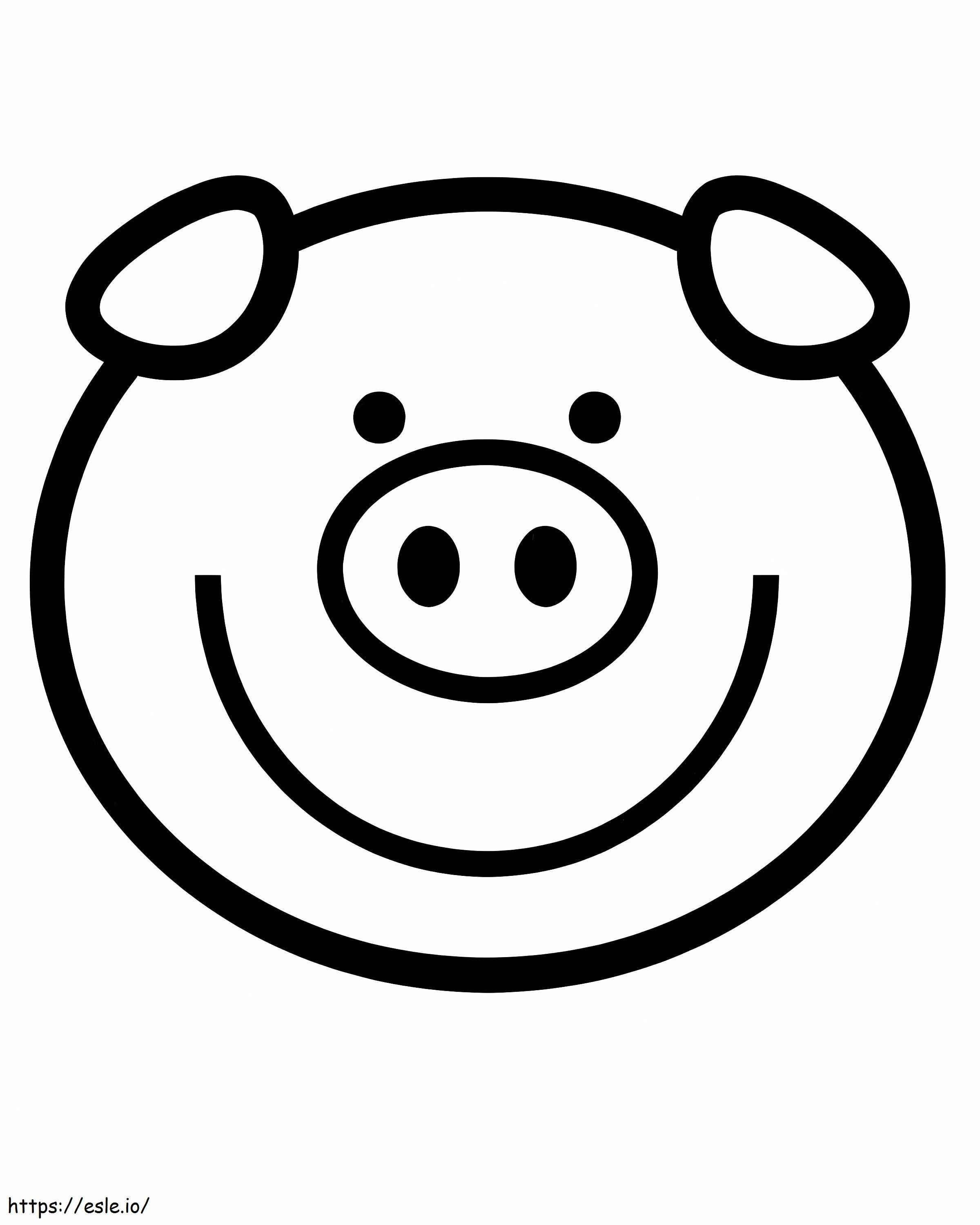 Coloriage Visage de cochon heureux à imprimer dessin