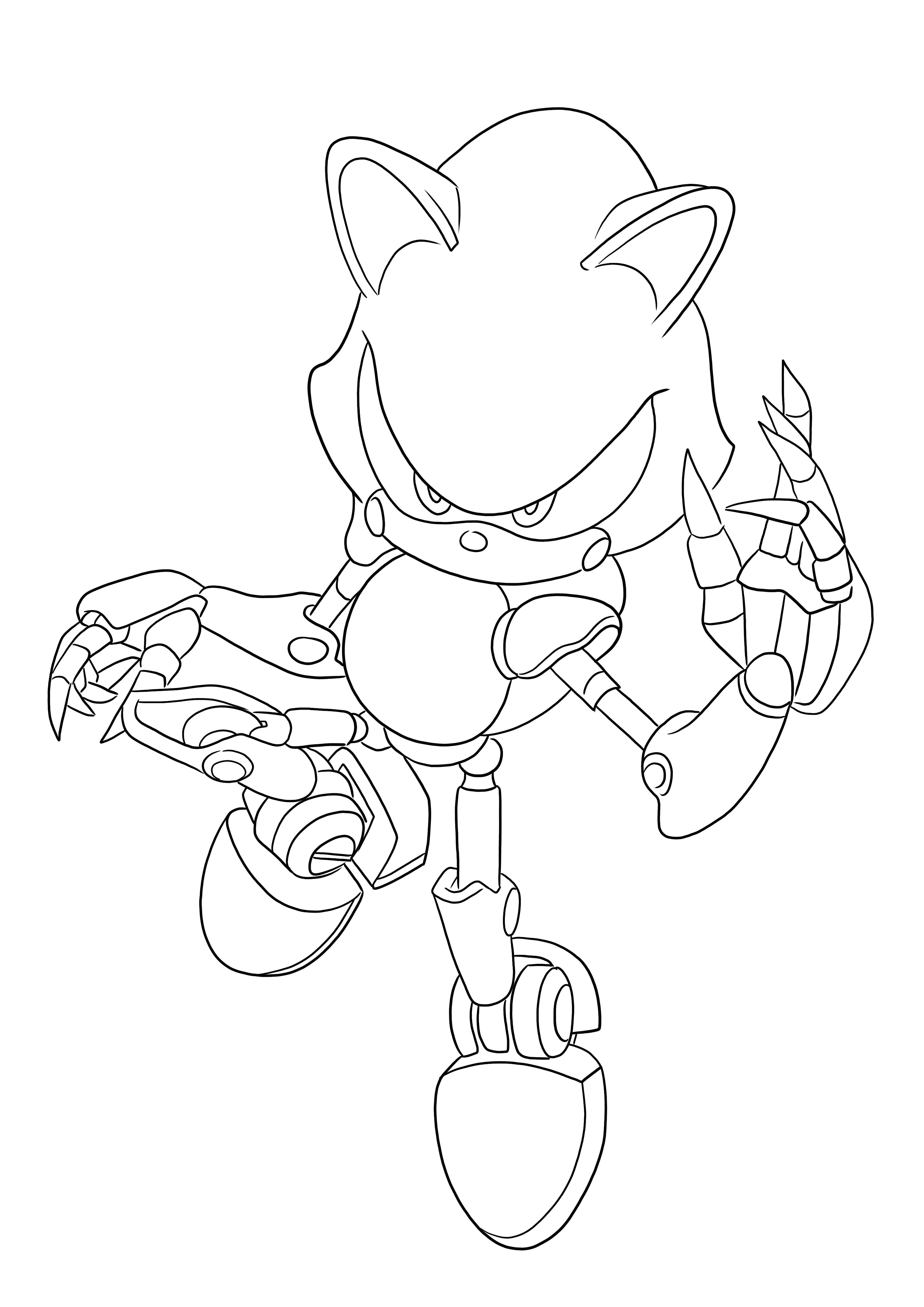 Metal Sonic można bezpłatnie pobrać lub wydrukować i łatwo pokolorować