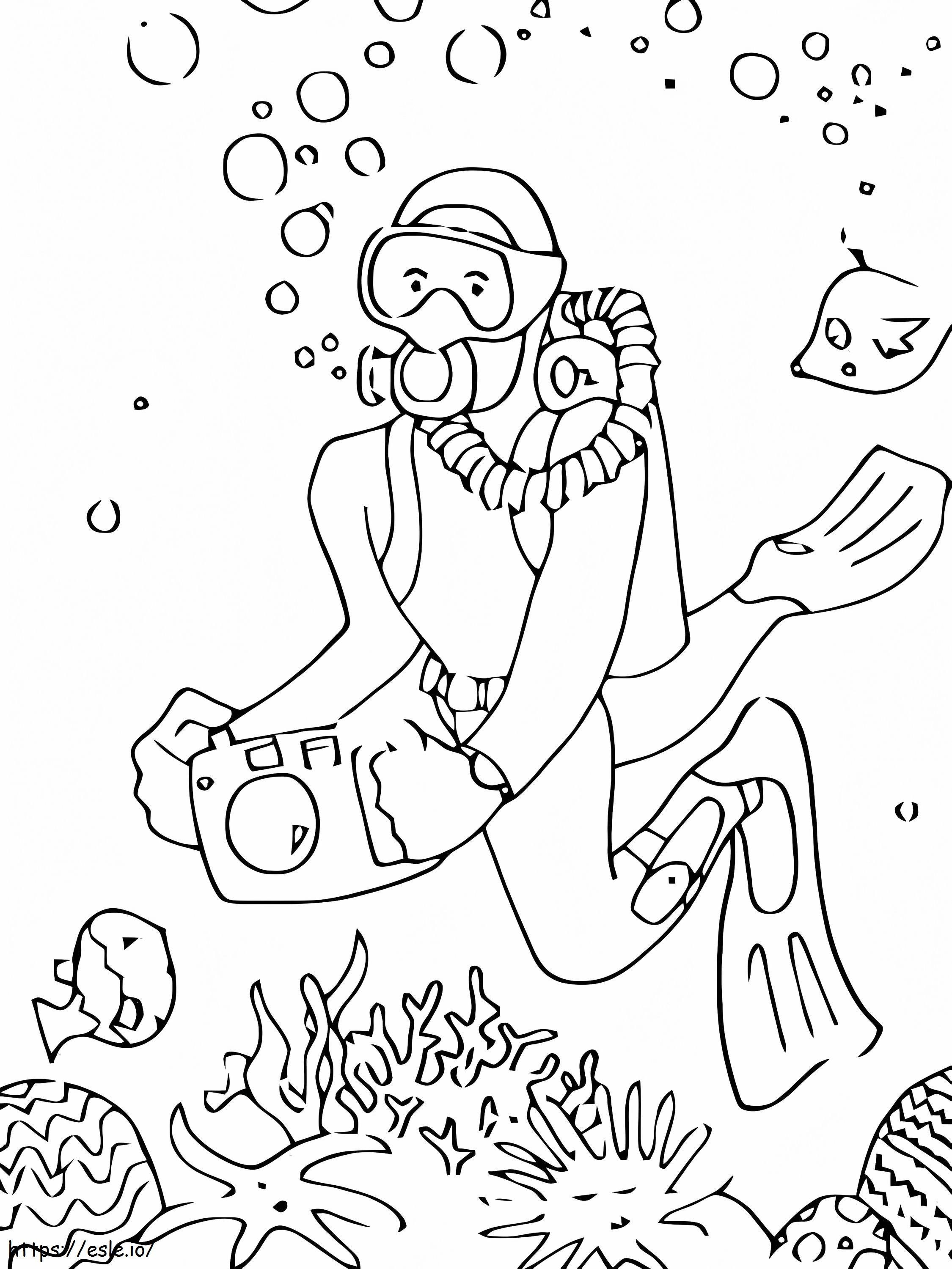 Scuba Diver With Camera coloring page