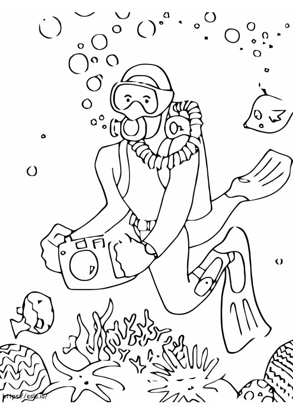 Scuba Diver With Camera coloring page
