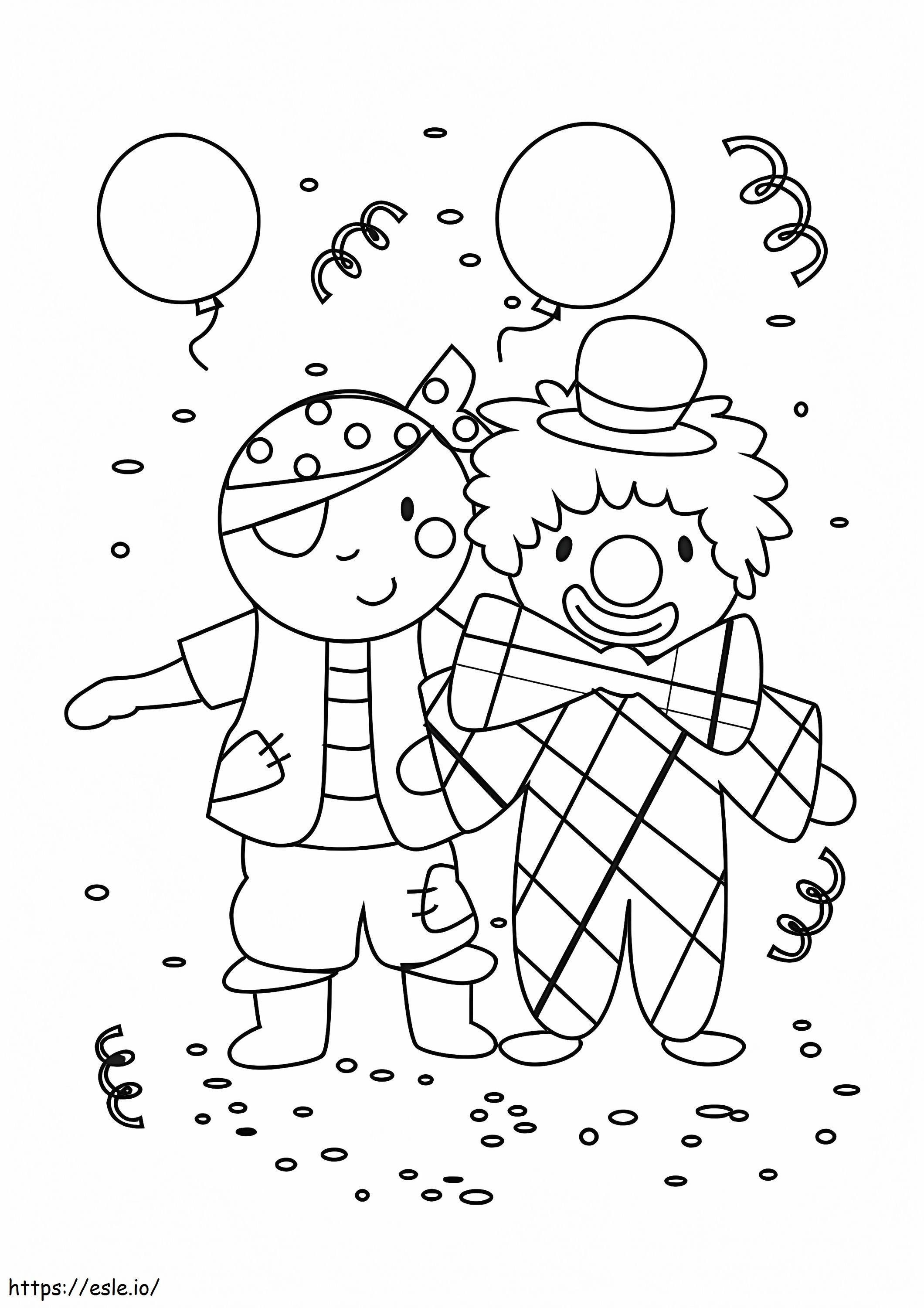 Pirate And Clown Carnival Costumes coloring page