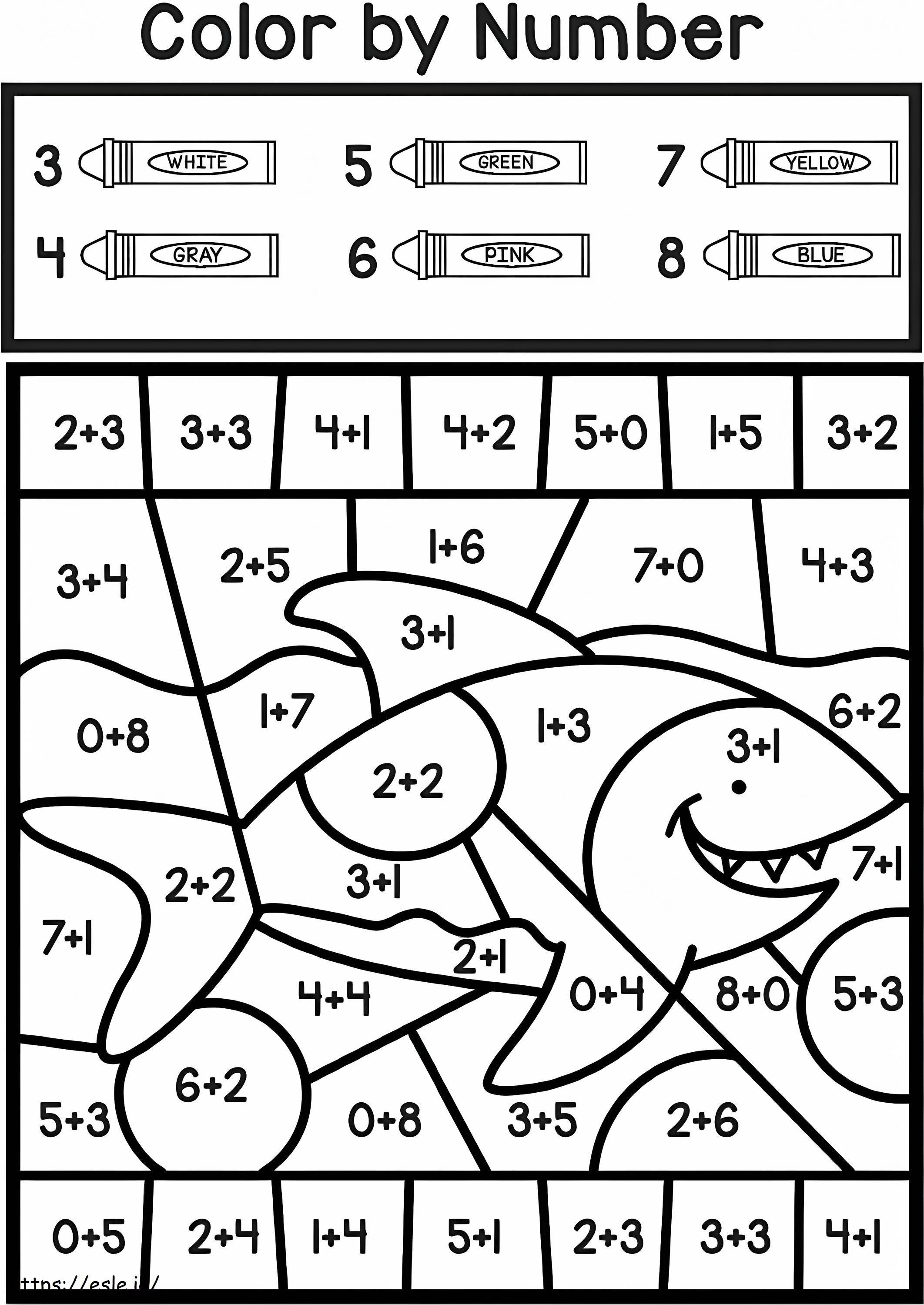 Colore dello squalo per aggiunta di numeri da colorare