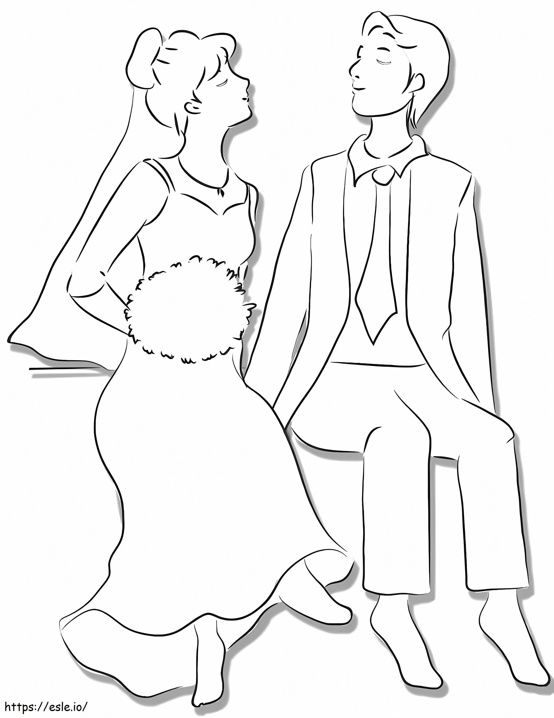 Lovely Bride And Groom coloring page