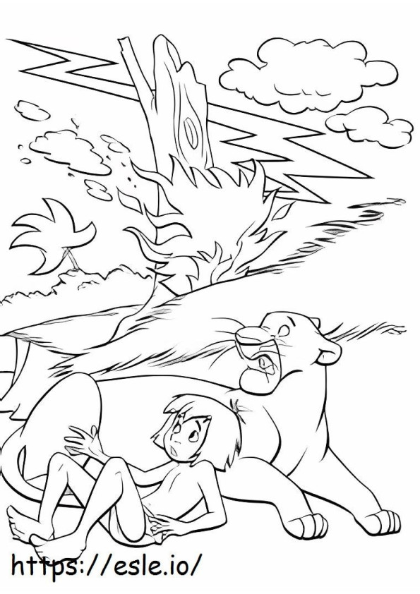 Bagheera And Mowgli In The Jungle coloring page