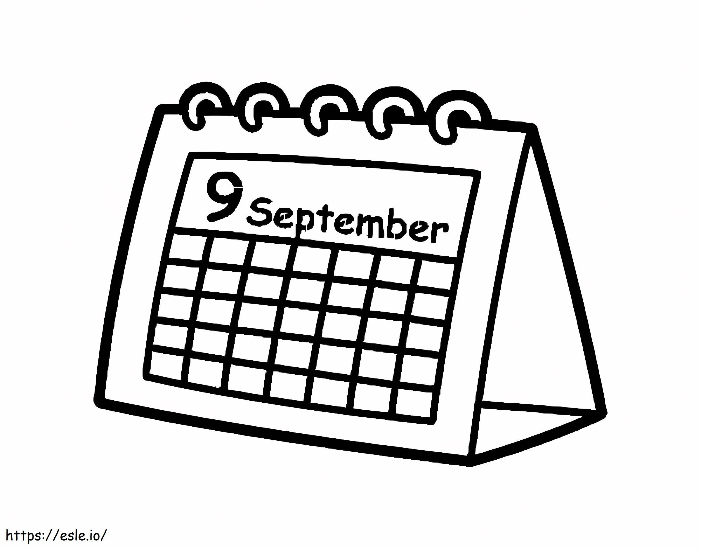 Calendarul 9 septembrie de colorat