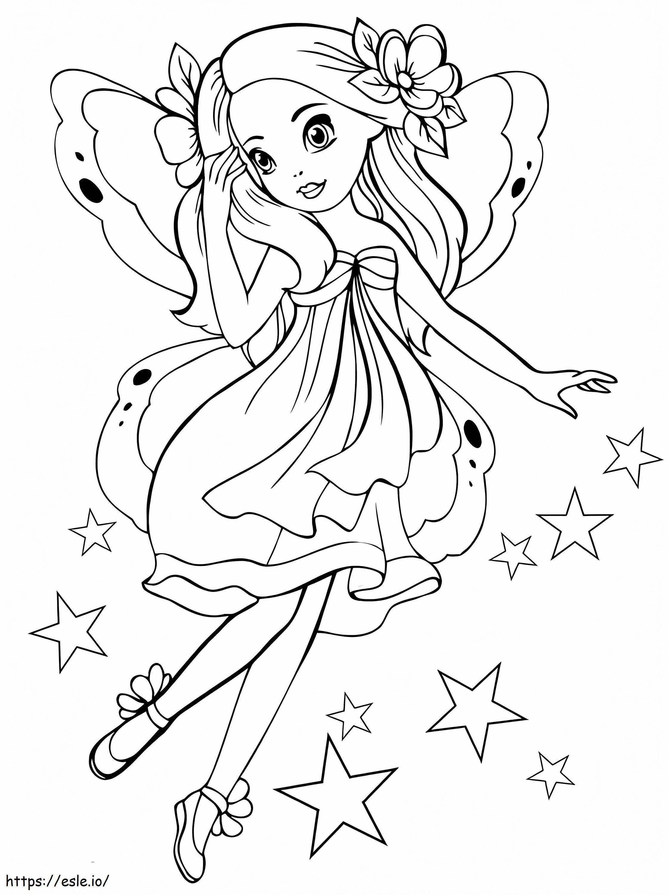 Fairy With Stars coloring page