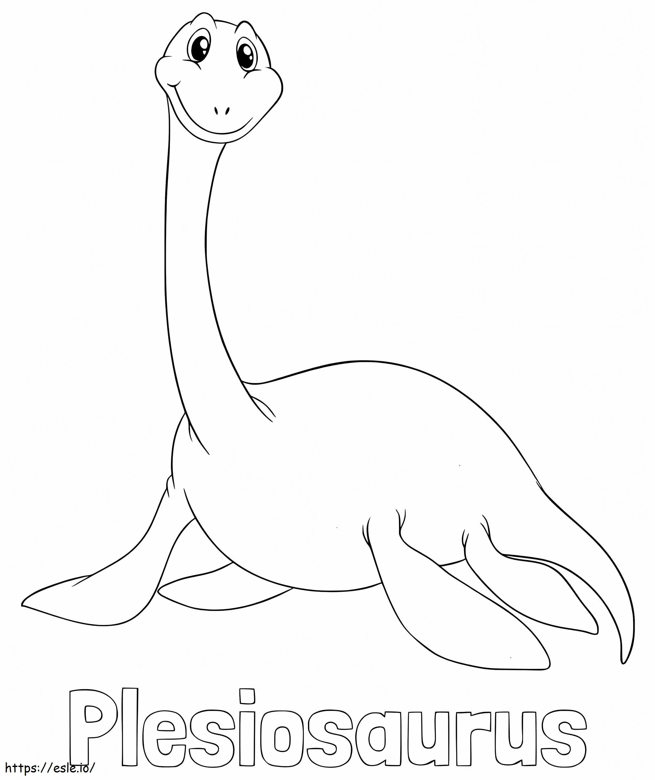 Plesiosaurio adorable para colorear