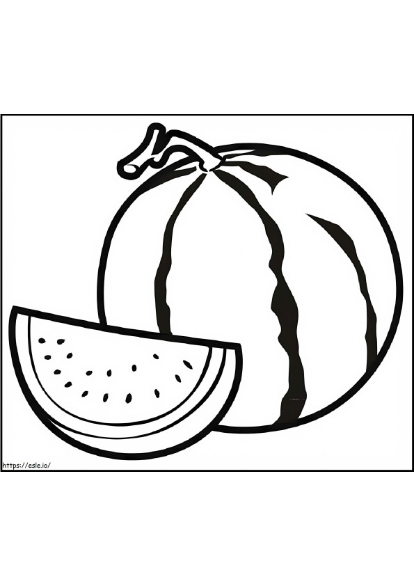 Basic Watermelon And Watermelon Slice coloring page