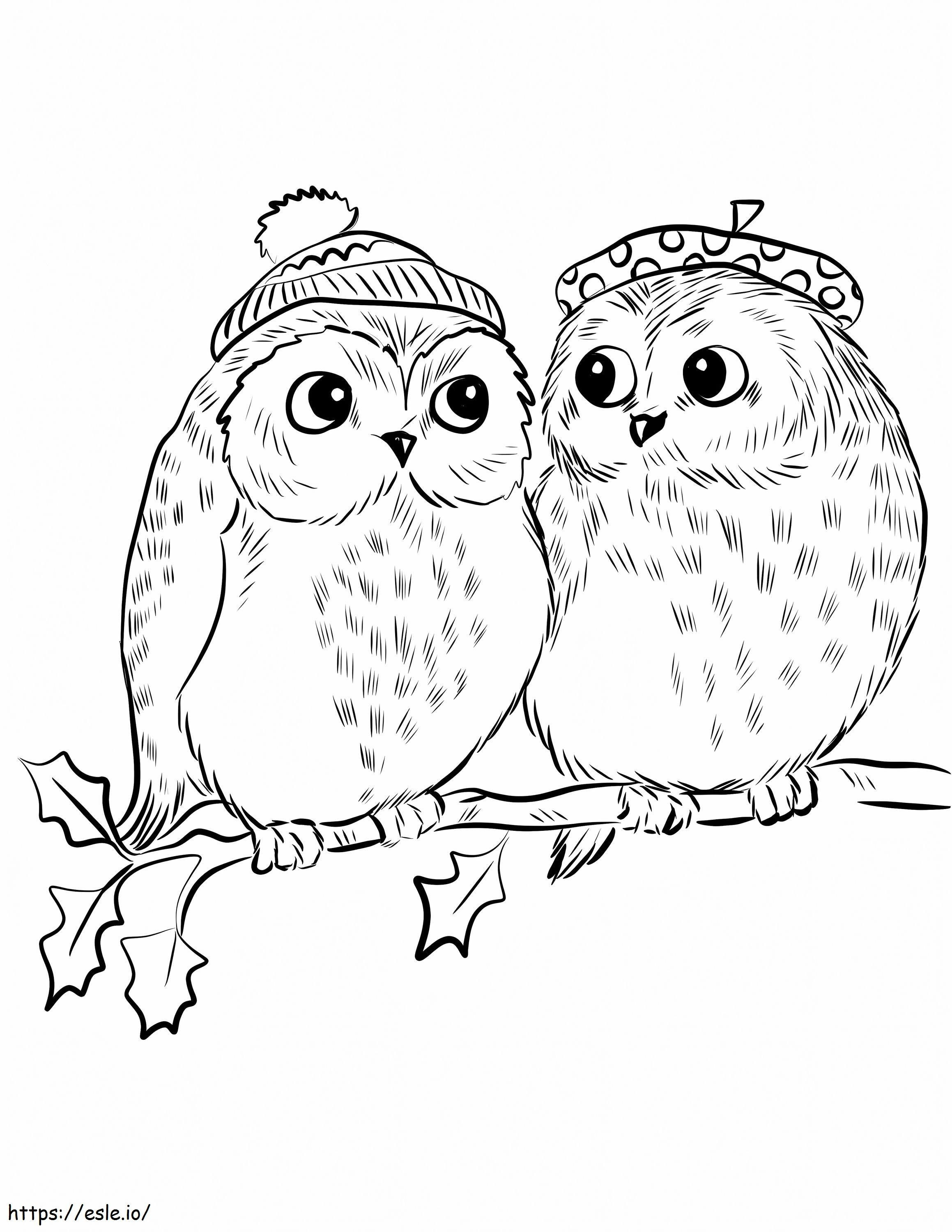 Couple Of Cute Owls coloring page