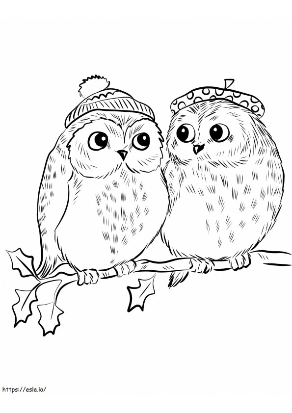 Couple Of Cute Owls coloring page