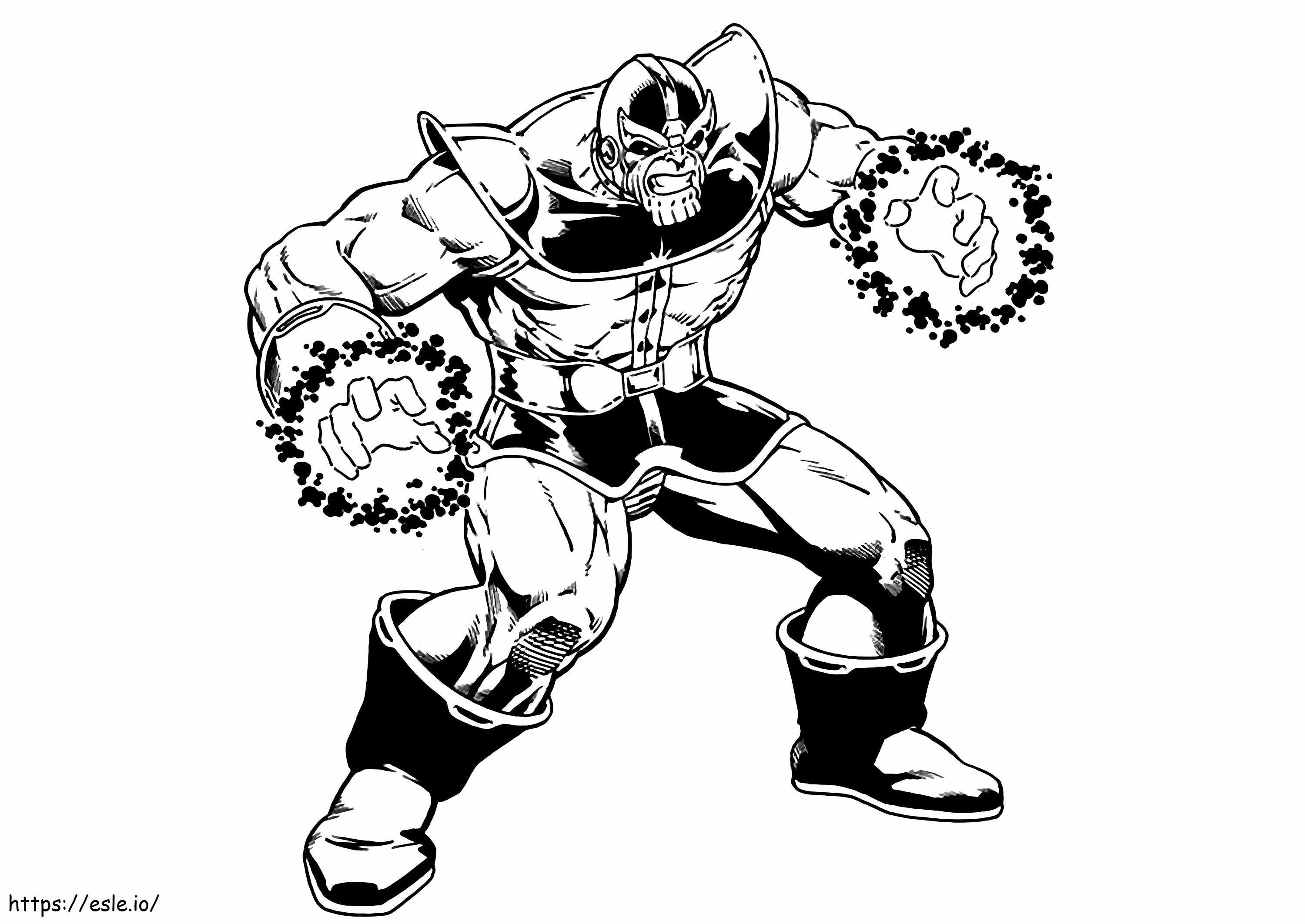 Coloriage Thanos des Titans avec le gant de l'infini mis à l'échelle à imprimer dessin