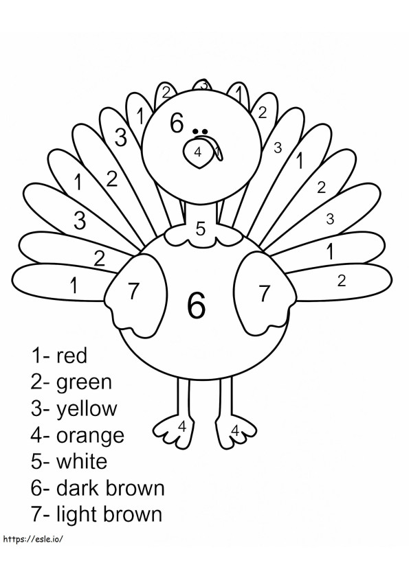 Colorear por Números Fácil el Día de Acción de Gracias de un Pavo para colorear