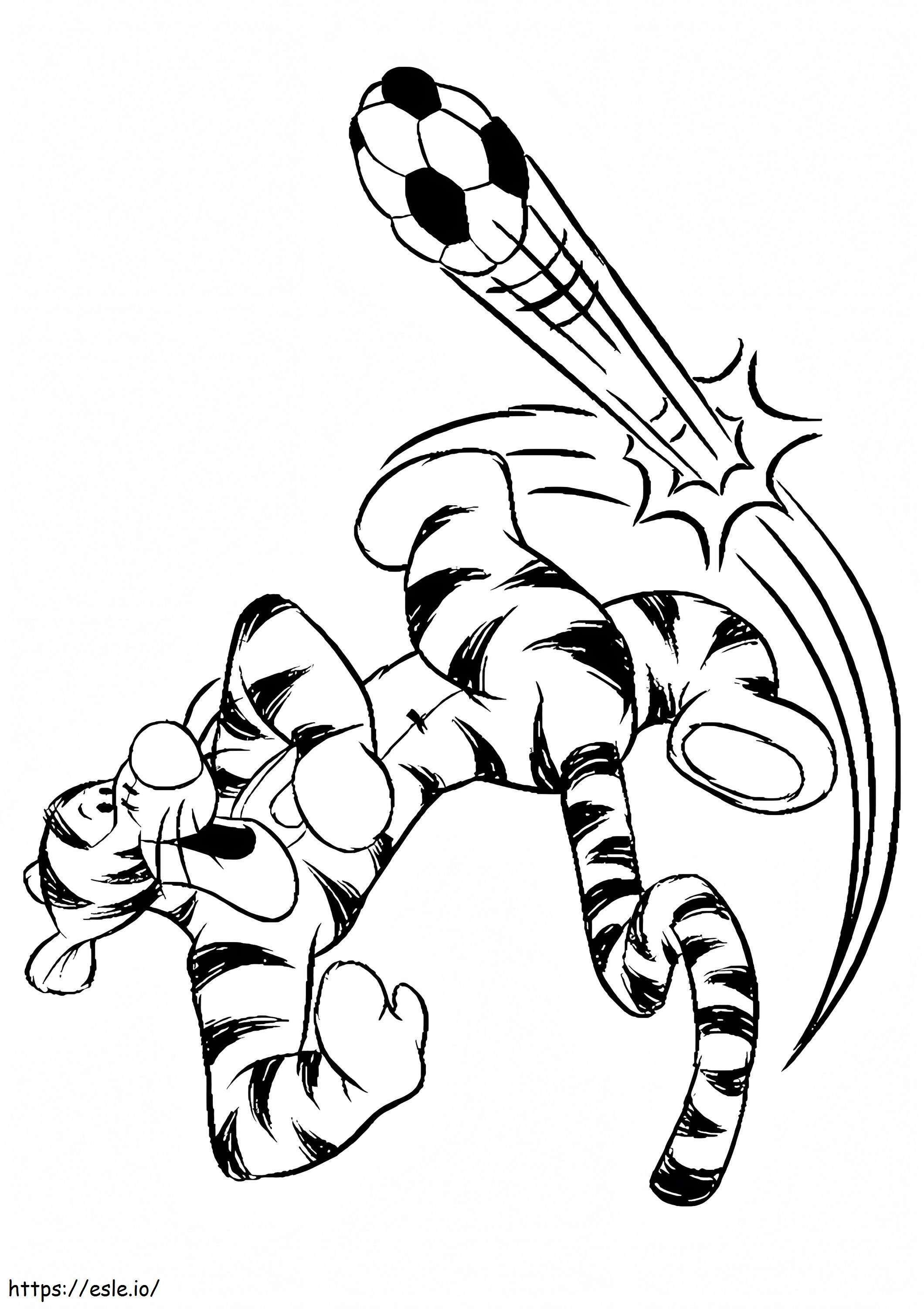 Tigger Playing Soccer A4 coloring page