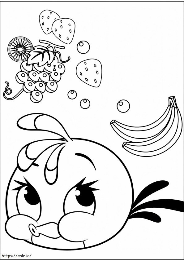 Coloriage Angry Birds Stella J'aime les fruits à imprimer dessin