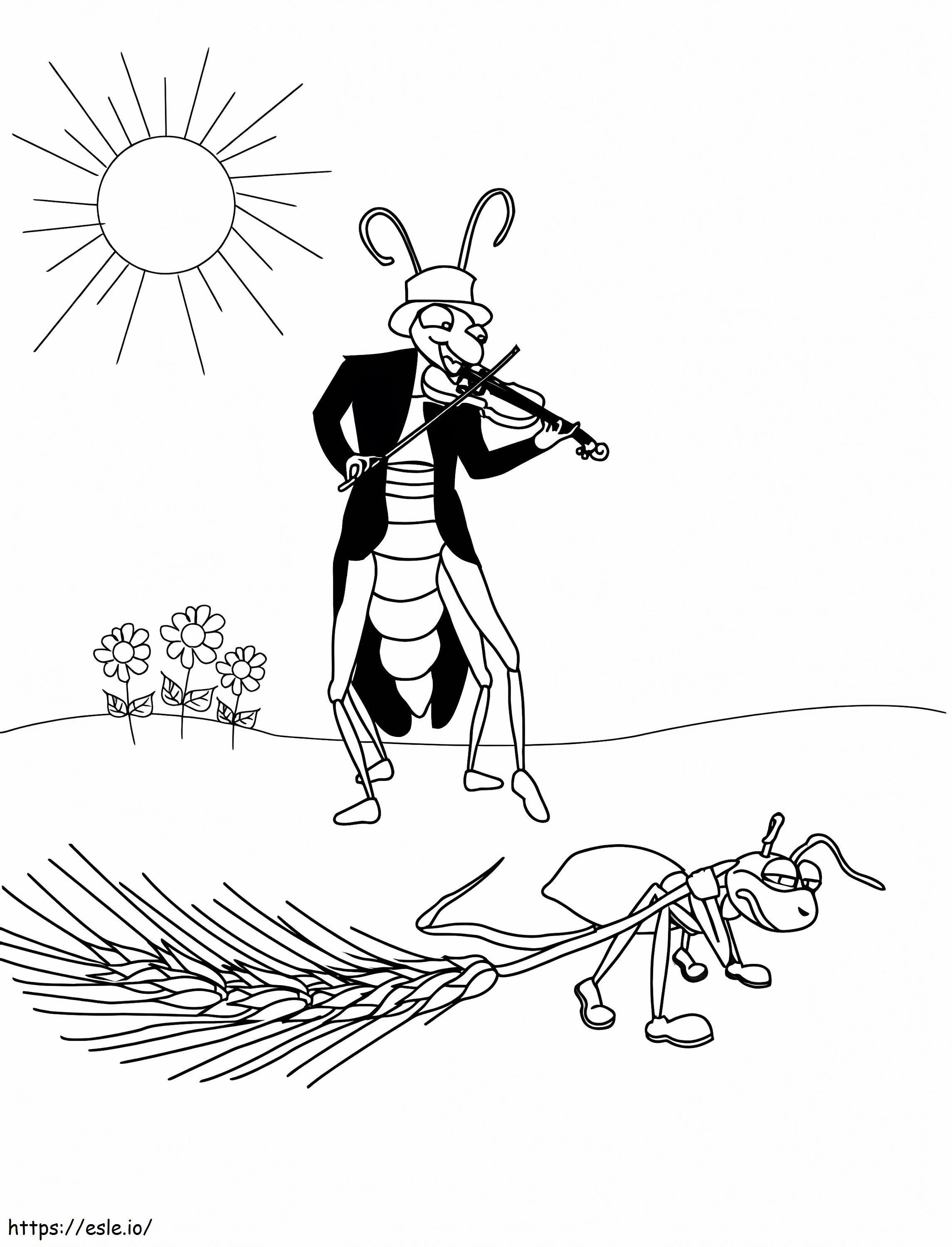 Grasshopper Playing Guitar coloring page