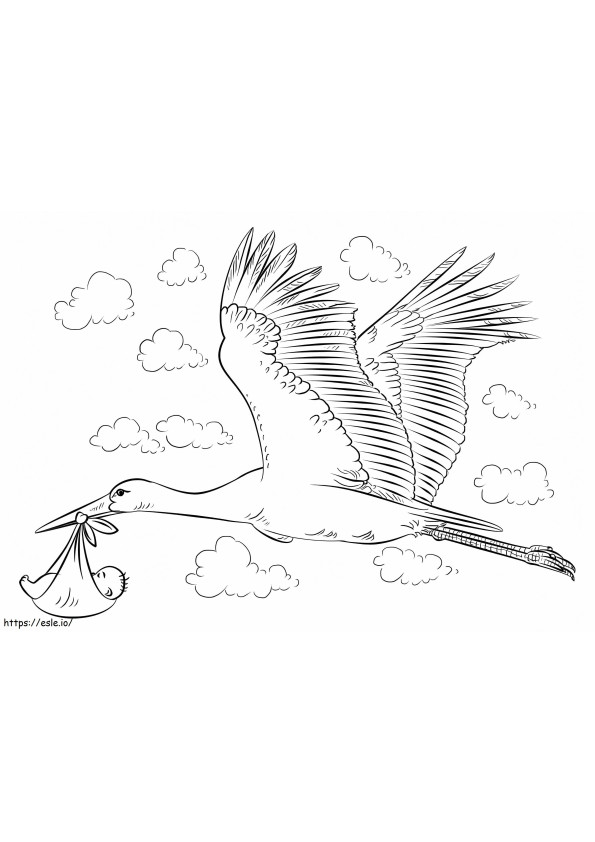 Stork And Baby coloring page