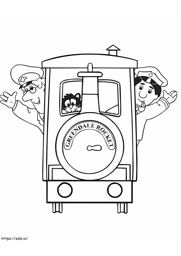 Pat The Postman Takes The Rocket Ride Grendale The Train coloring page