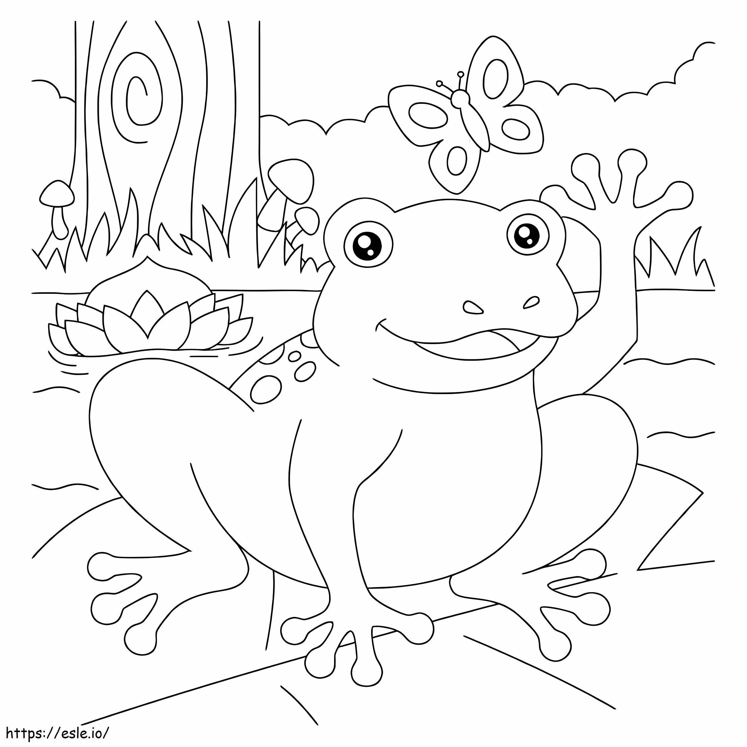 Frog And Butterfly coloring page