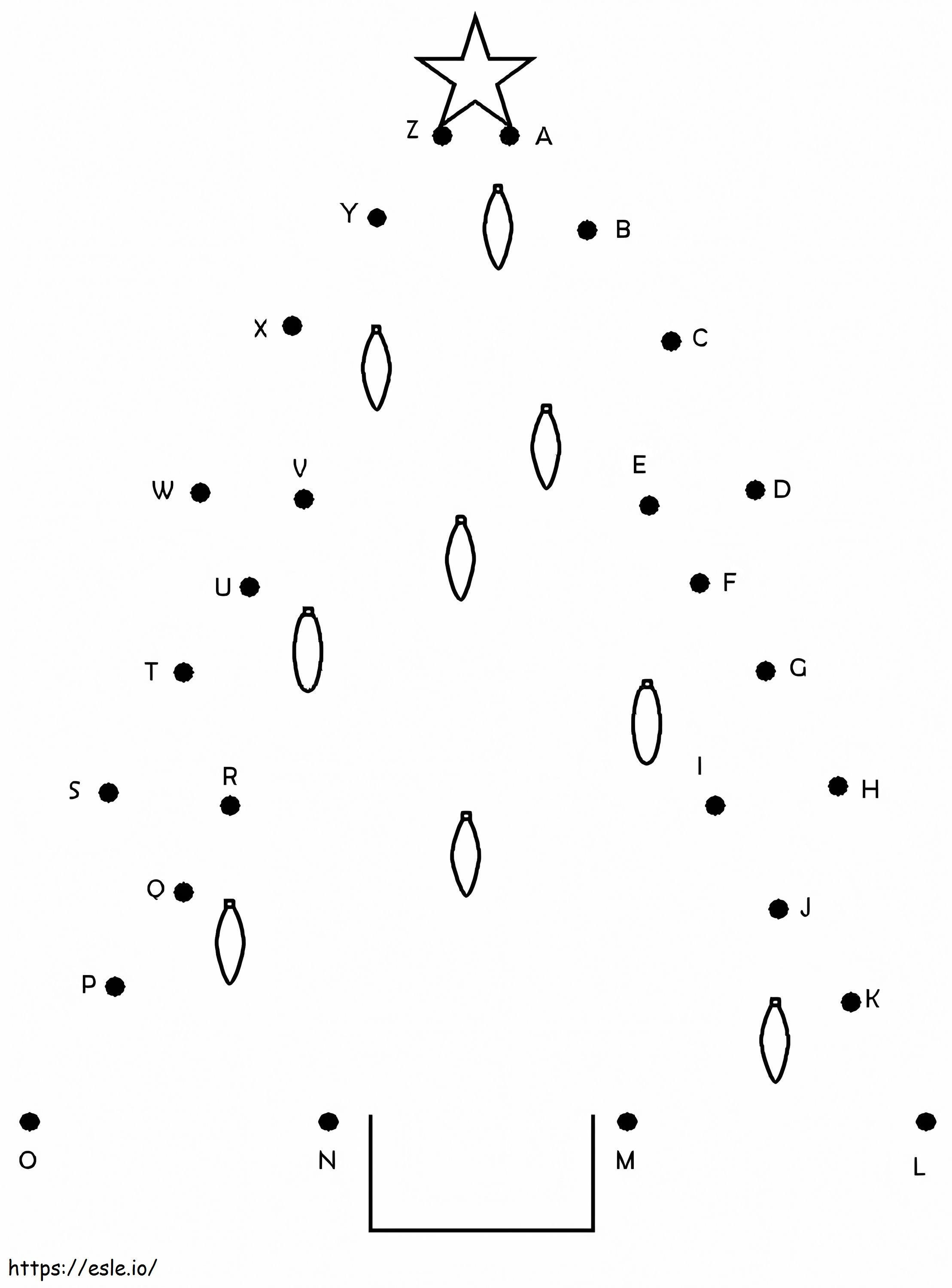 Einfacher Weihnachtsbaum Punkt zu Punkt ausmalbilder