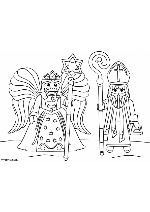 Saint Nickolas With Angel coloring page