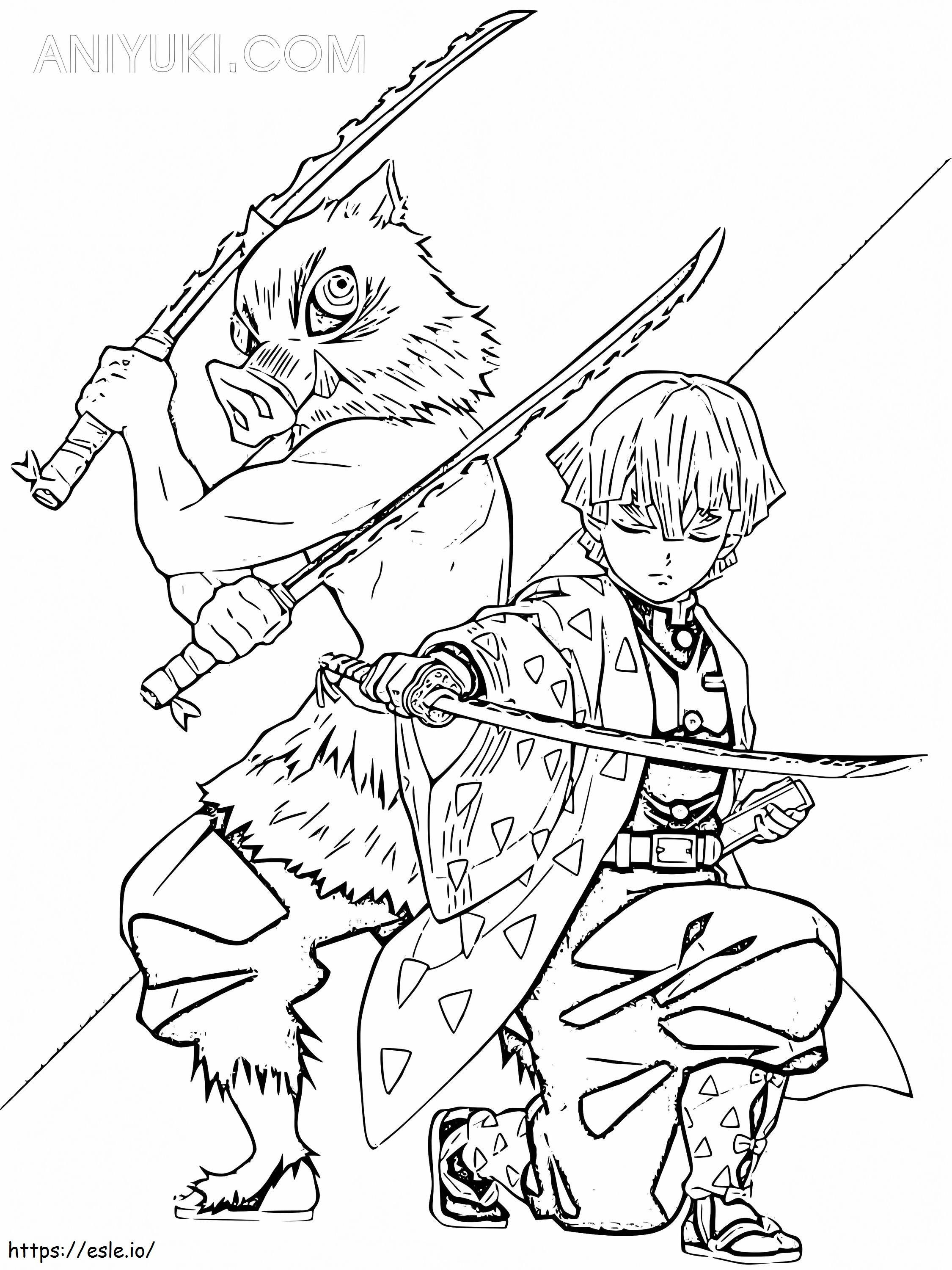 Desenhos de Inosuke de Anime Demon Slayer para Colorir e Imprimir 