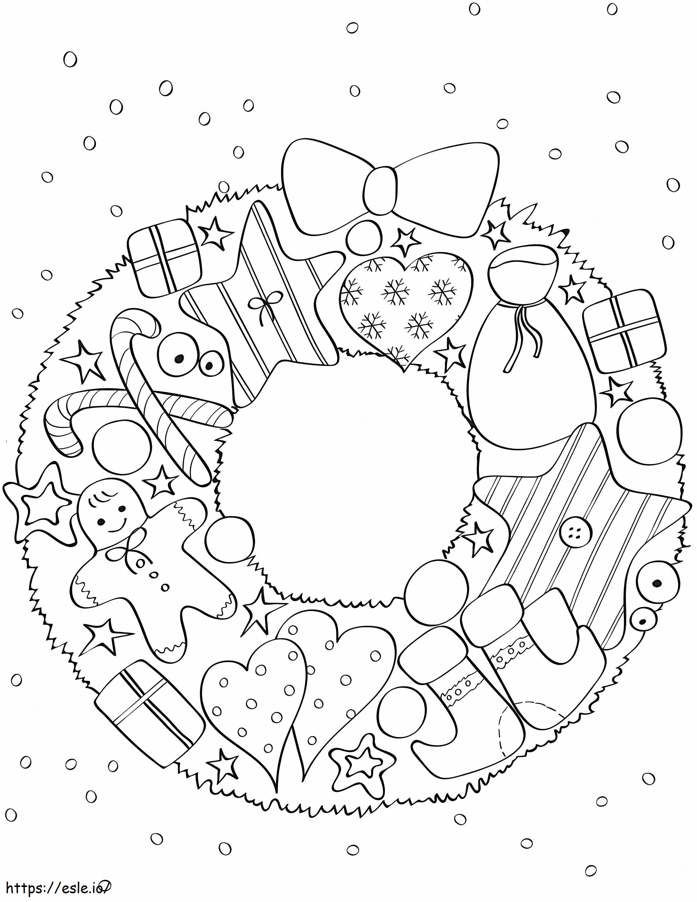 Coloriage Couronne de Noël 1 à imprimer dessin