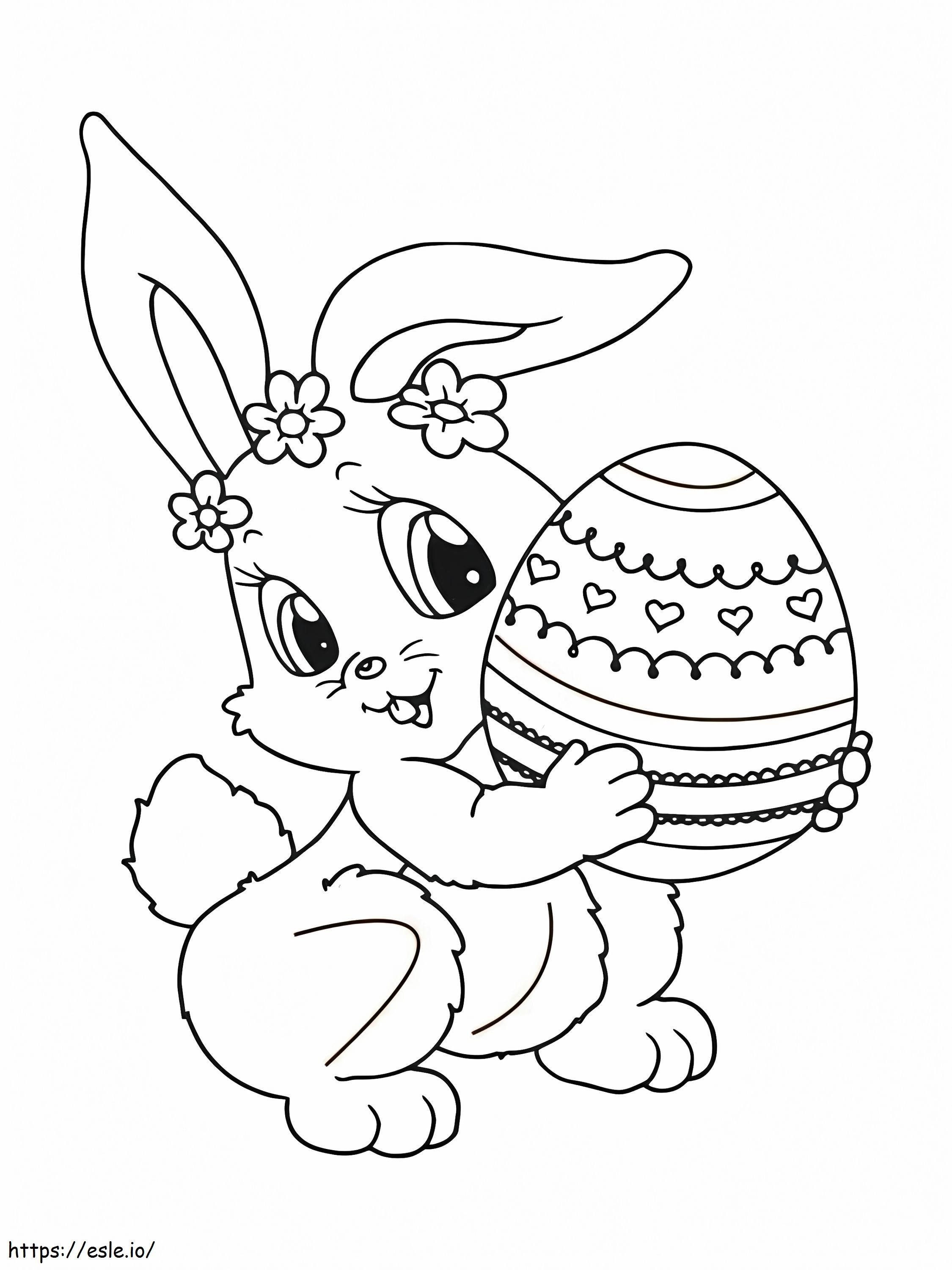 Coloriage mignon lapin de pâques et oeuf 2 à imprimer dessin