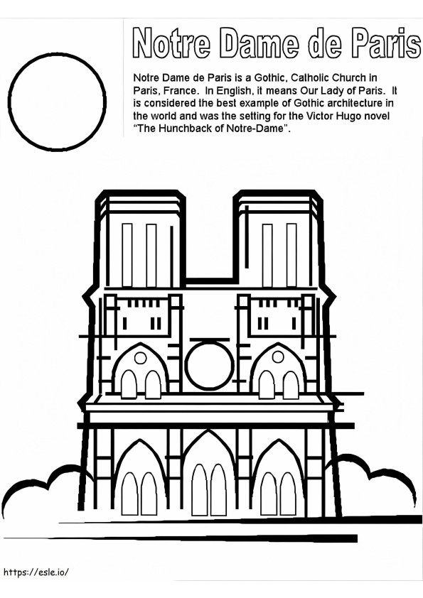 Catedral de Notre Dame 3 para colorir