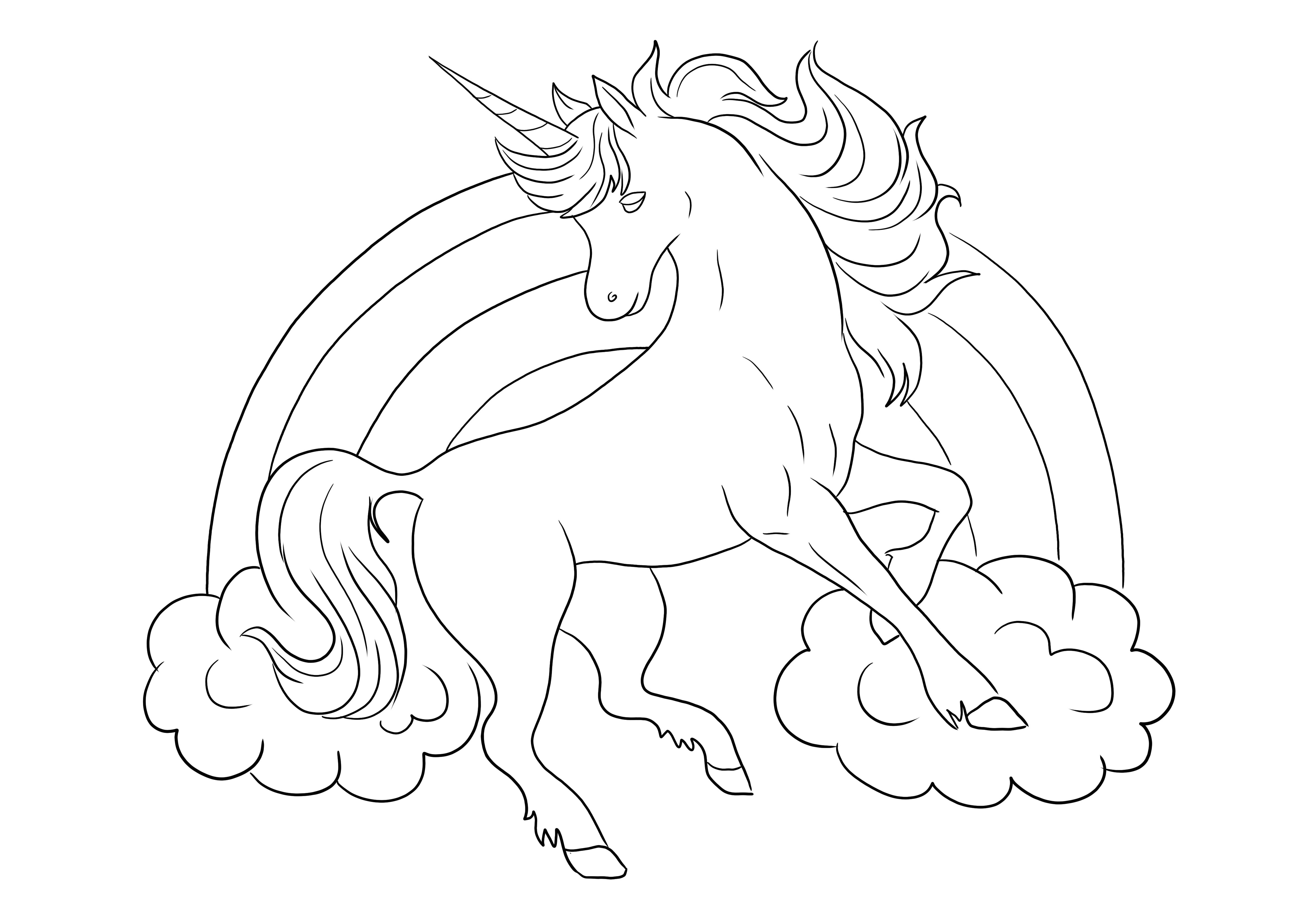 Nice unicorn for printing and easy coloring for kids of all ages