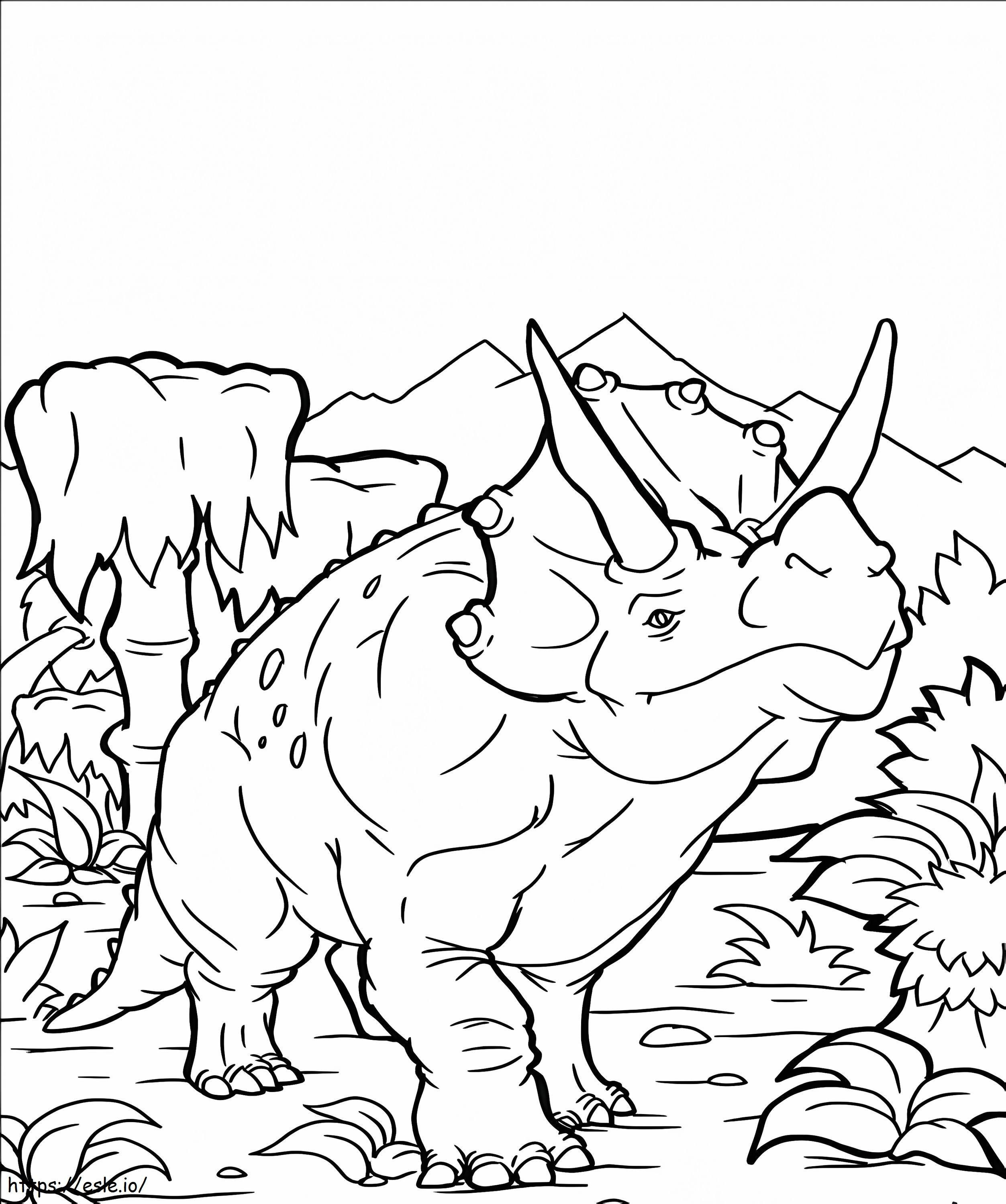 Halaman Mewarnai Triceratops 3 Gambar Mewarnai