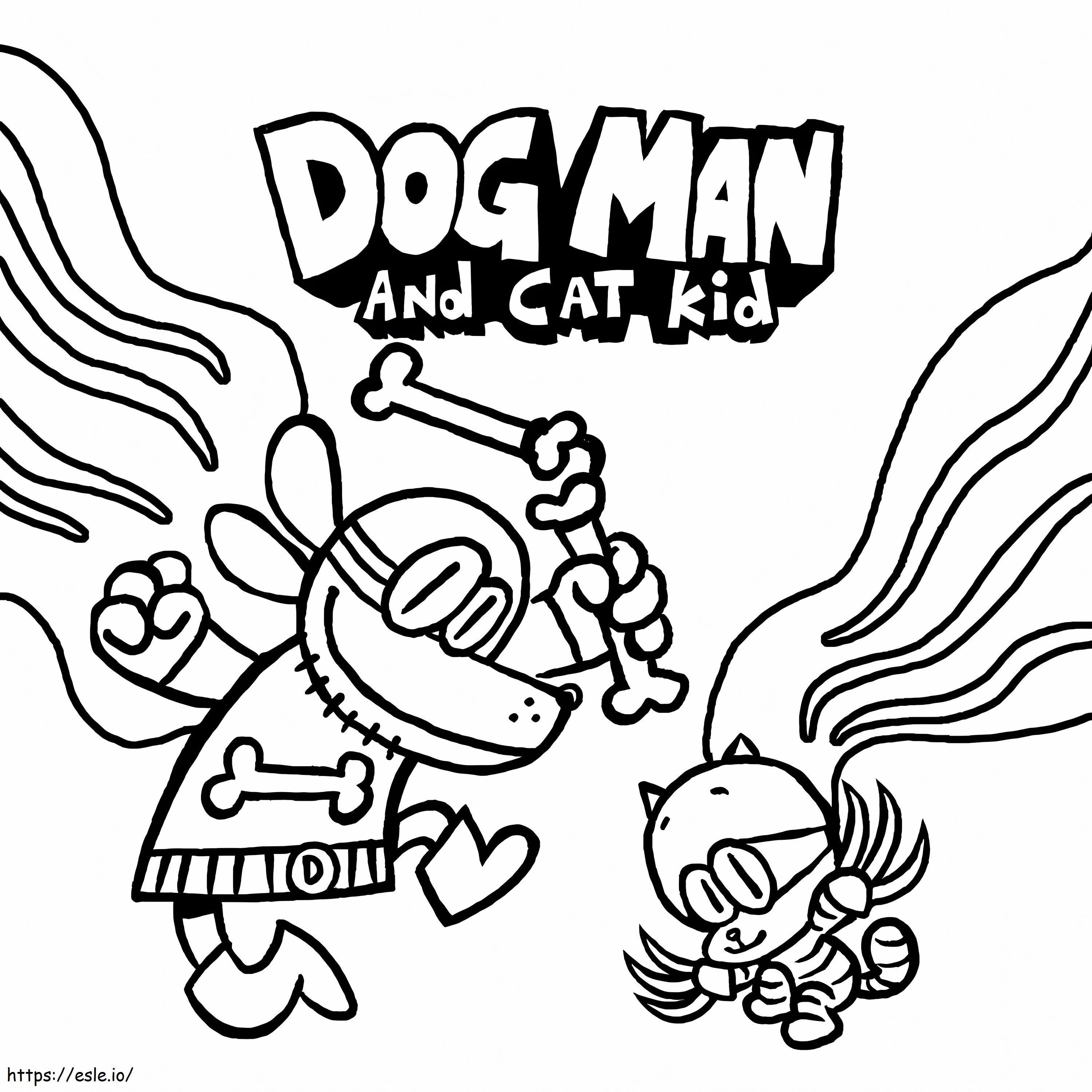 Dog Man And Cute Cat coloring page