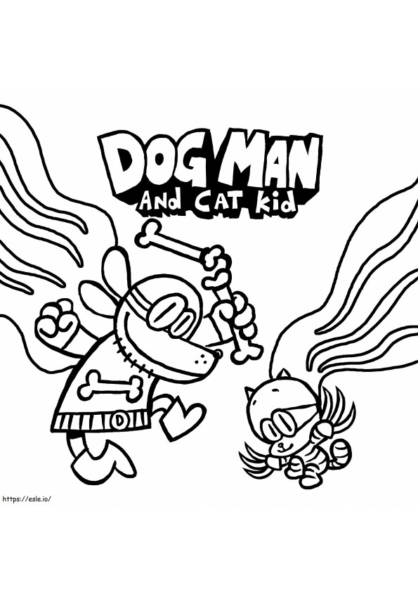 Dog Man And Cute Cat coloring page