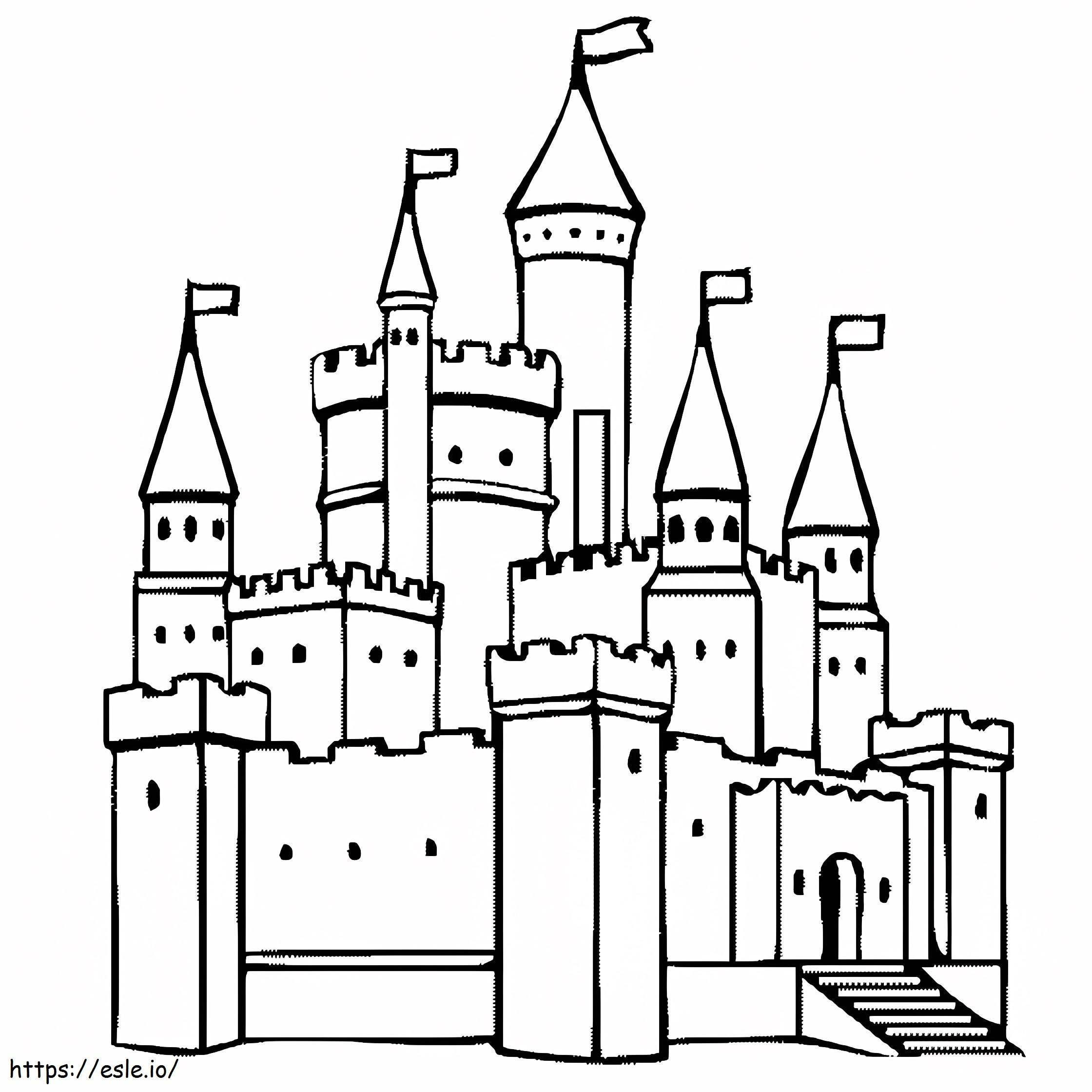 Basic Drawing Castle Coloring Page