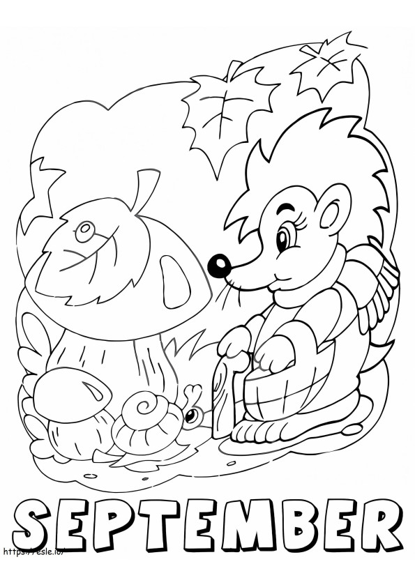 September With Hedgehogs coloring page