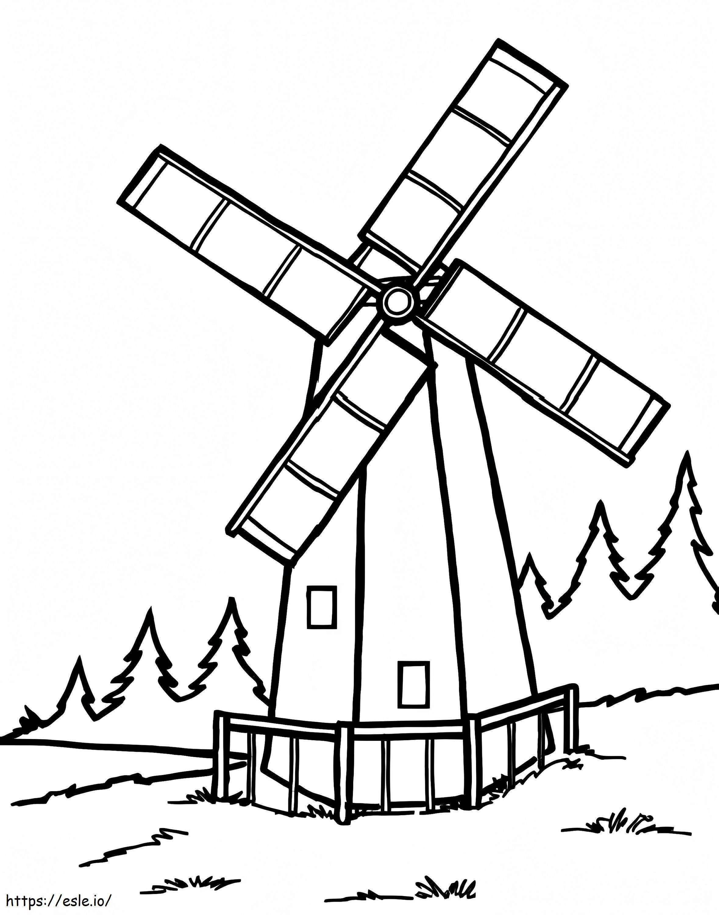 pequeno moinho de vento para colorir